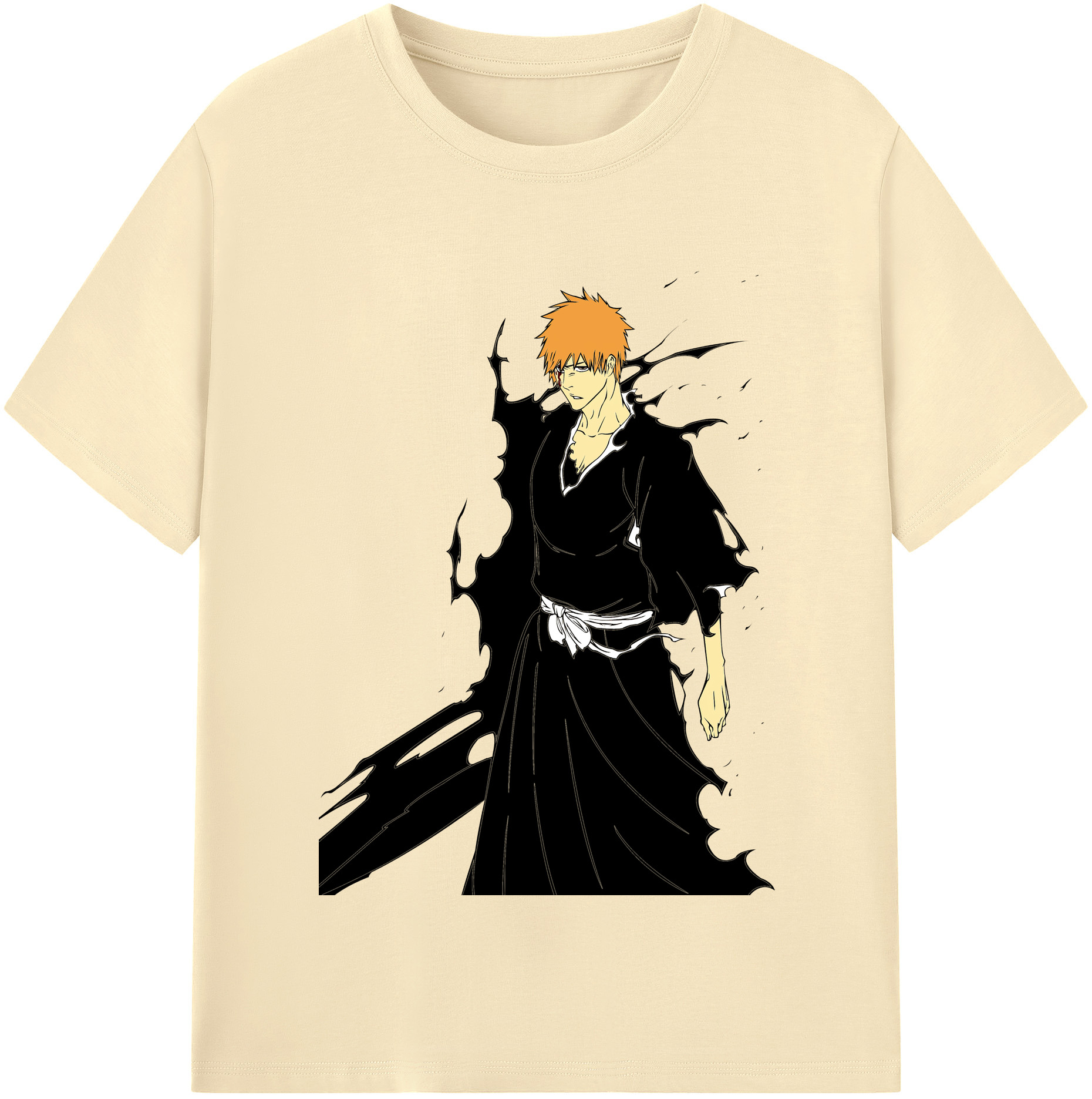 （画像用） ブリーチ 黒崎一護（くろさき いちご）BLEACH Kurosaki Ichigo 綿100％半袖Tシャツ（フロントプリント）