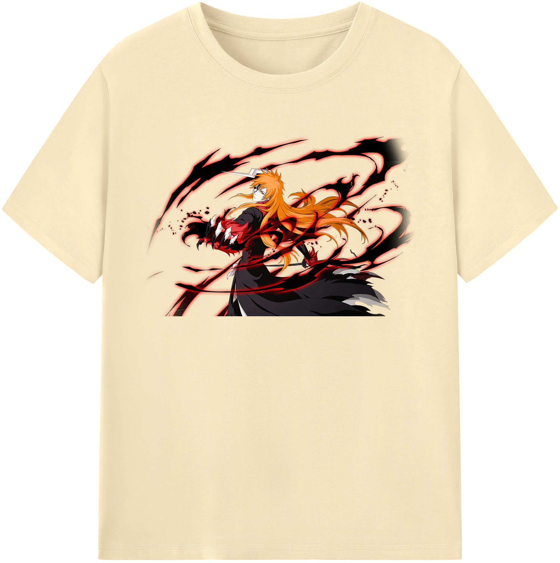 （画像用） ブリーチ 黒崎一護（くろさき いちご）BLEACH Kurosaki Ichigo 綿100％半袖Tシャツ（フロントプリント）