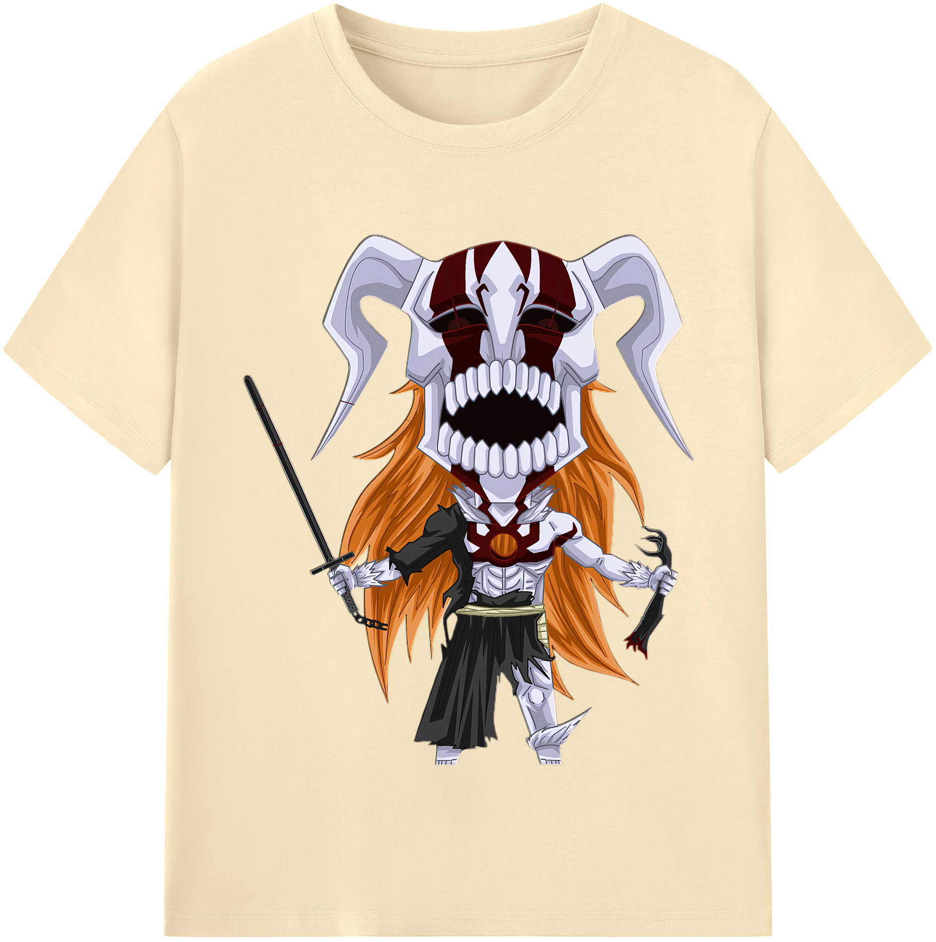 （画像用） ブリーチ 黒崎一護（くろさき いちご）BLEACH Kurosaki Ichigo 綿100％半袖Tシャツ（フロントプリント）