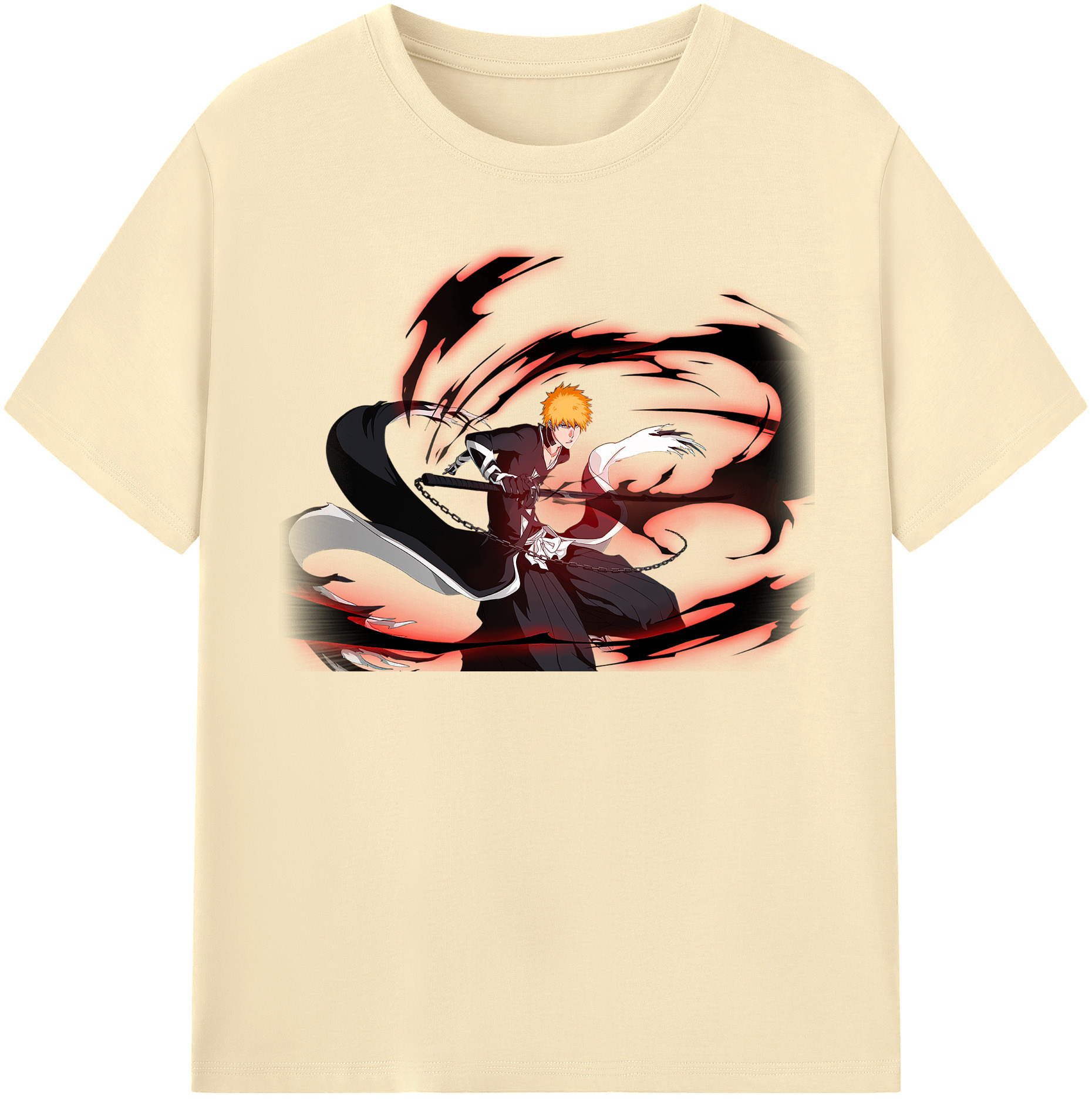 （画像用） ブリーチ 黒崎一護（くろさき いちご）BLEACH Kurosaki Ichigo 綿100％半袖Tシャツ（フロントプリント）