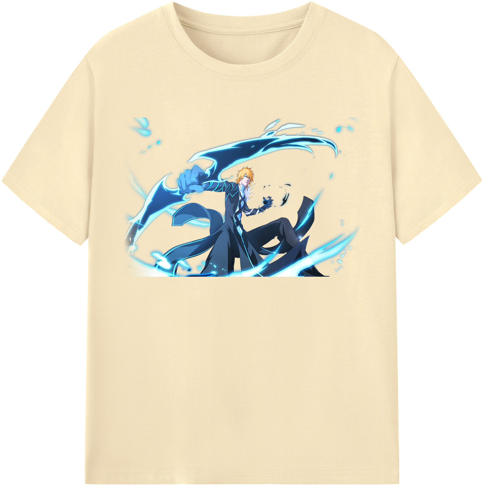 （画像用） ブリーチ 黒崎一護（くろさき いちご）BLEACH Kurosaki Ichigo 綿100％半袖Tシャツ（フロントプリント）
