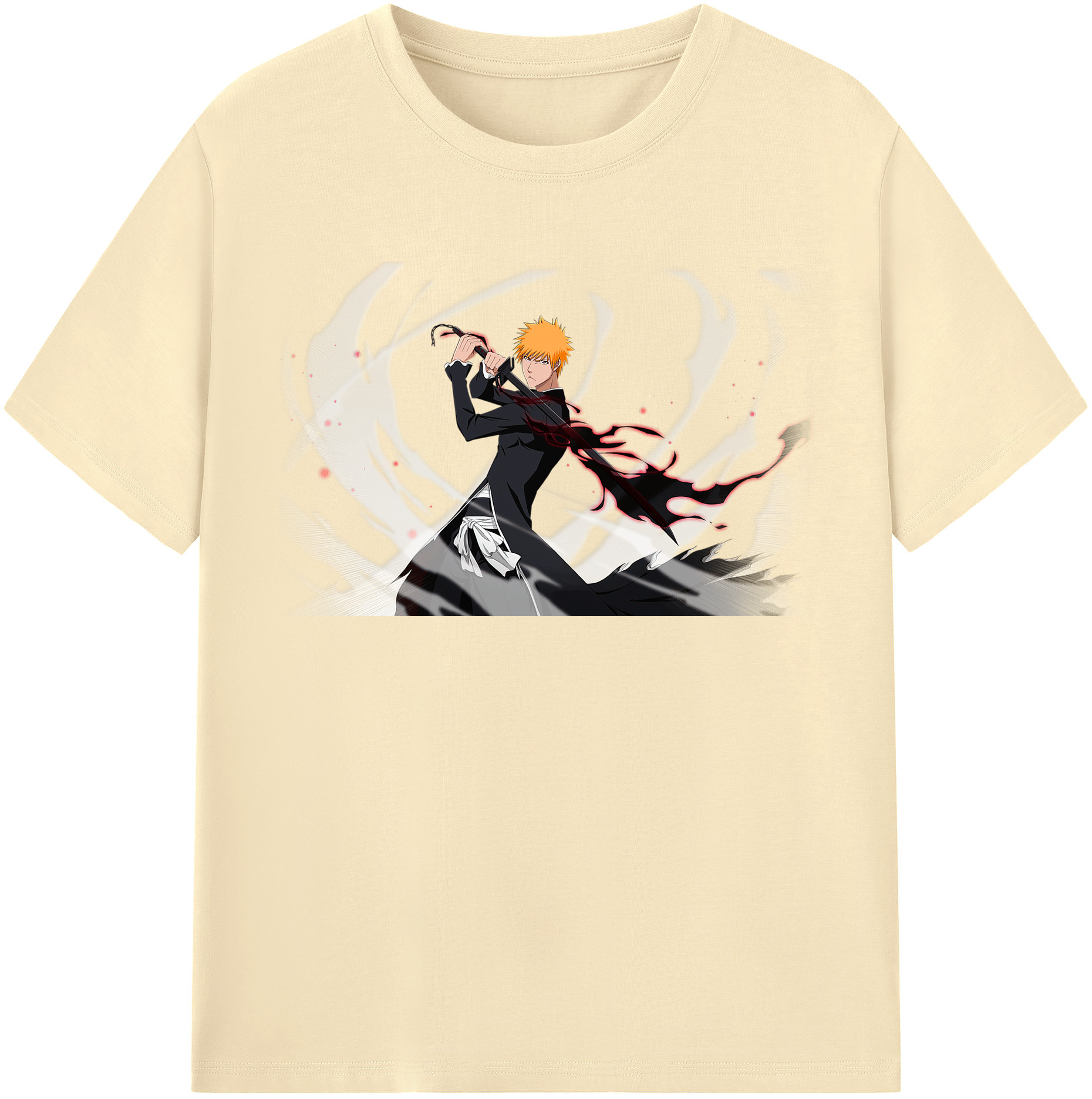 （画像用） ブリーチ 黒崎一護（くろさき いちご）BLEACH Kurosaki Ichigo 綿100％半袖Tシャツ（フロントプリント）