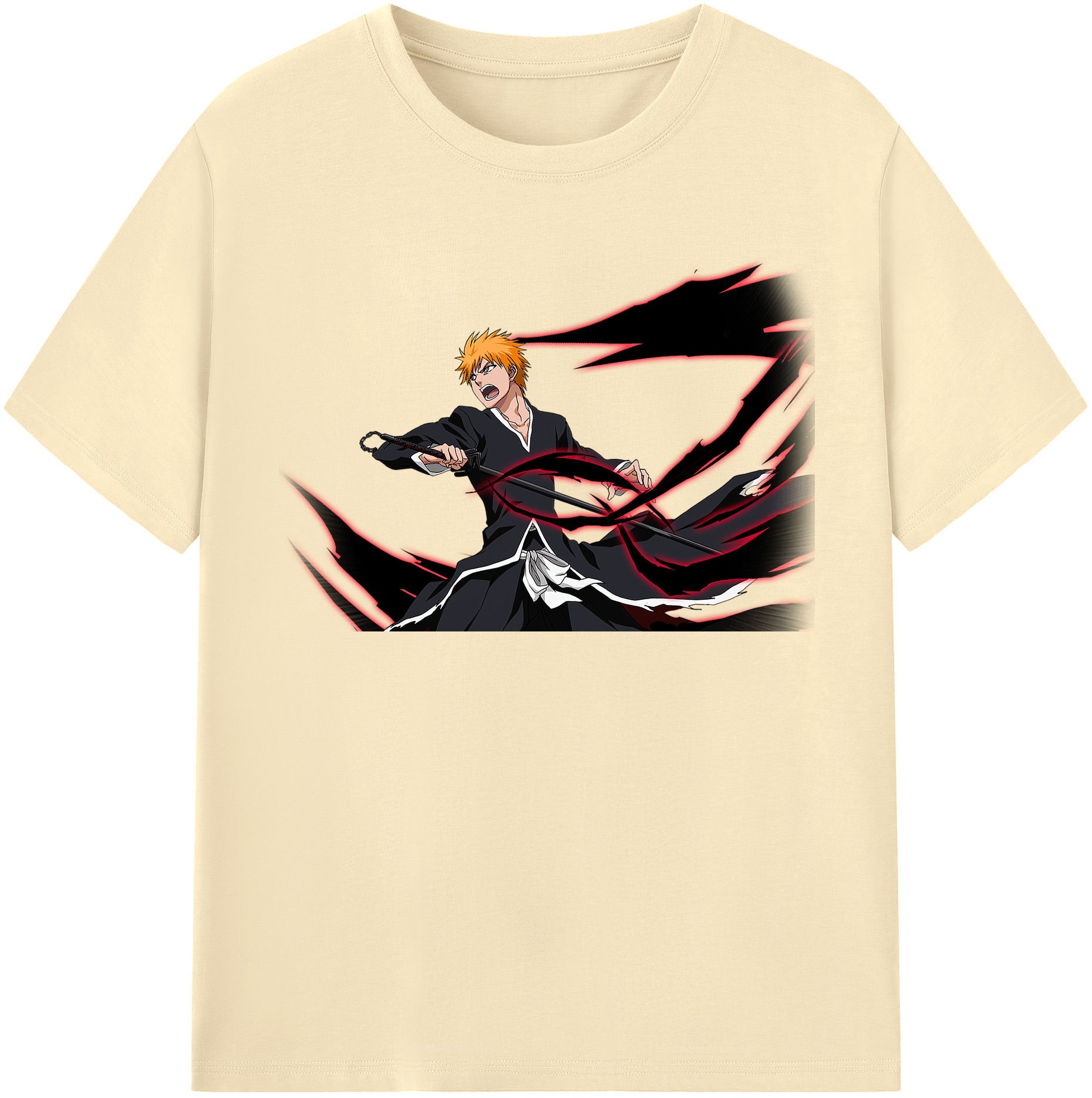 （画像用） ブリーチ 黒崎一護（くろさき いちご）BLEACH Kurosaki Ichigo 綿100％半袖Tシャツ（フロントプリント）