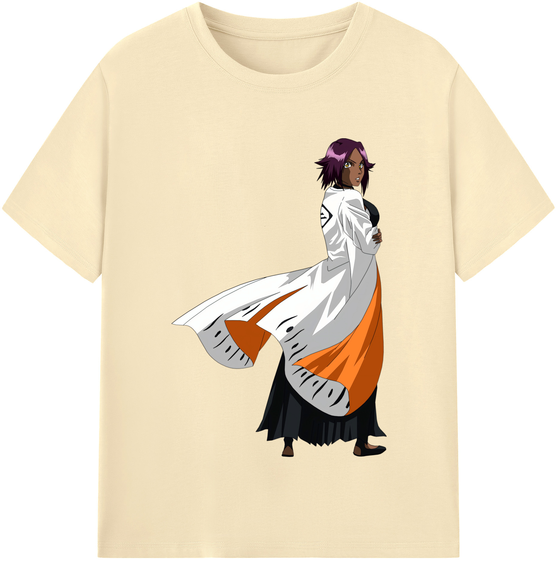 （画像用） ブリーチ 四楓院 夜一（しほういん よるいち） BLEACH Shihouin Yoruichi 綿100％半袖Tシャツ（フロントプリント）
