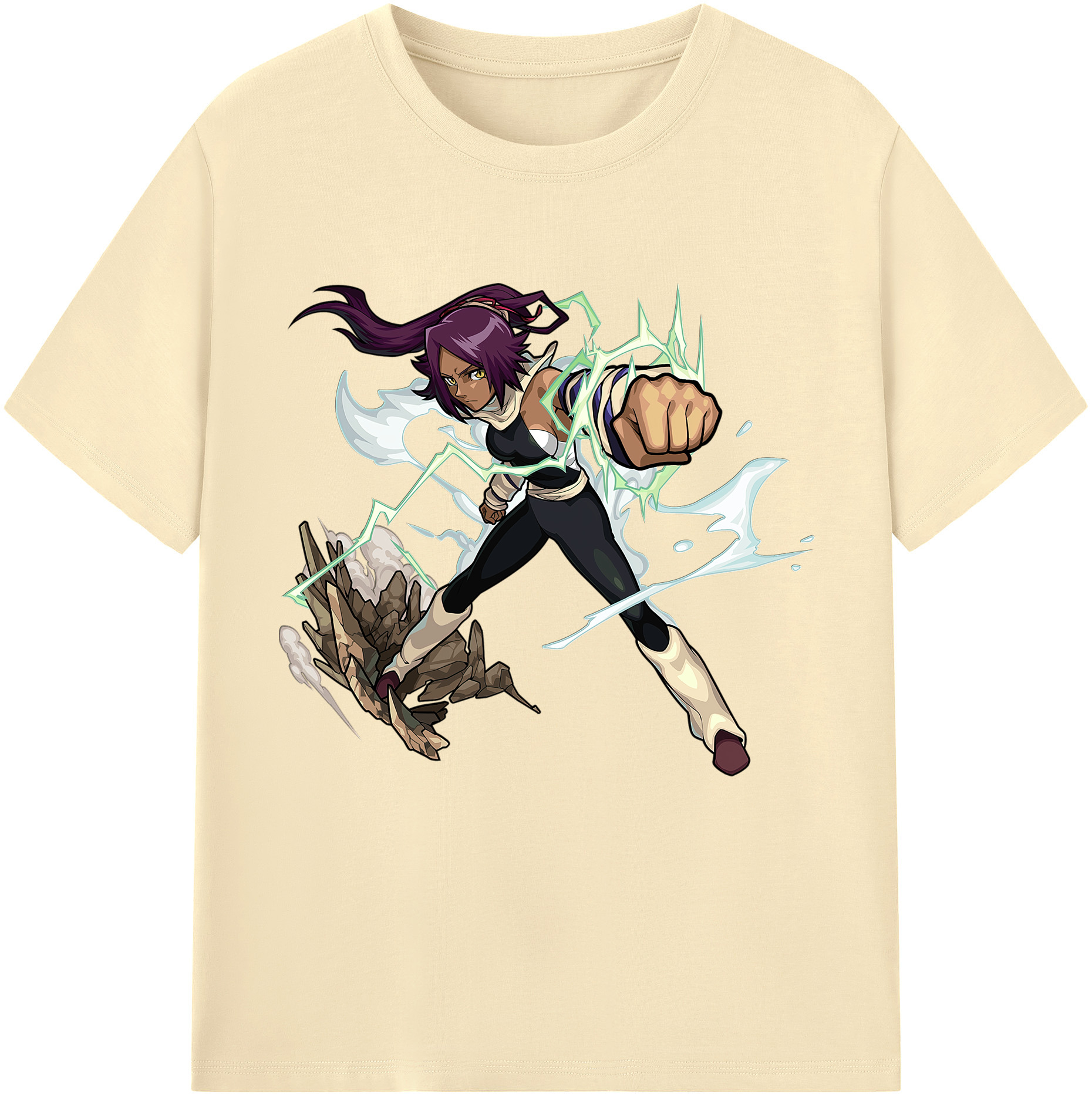 （画像用） ブリーチ 四楓院 夜一（しほういん よるいち） BLEACH Shihouin Yoruichi 綿100％半袖Tシャツ（フロントプリント）
