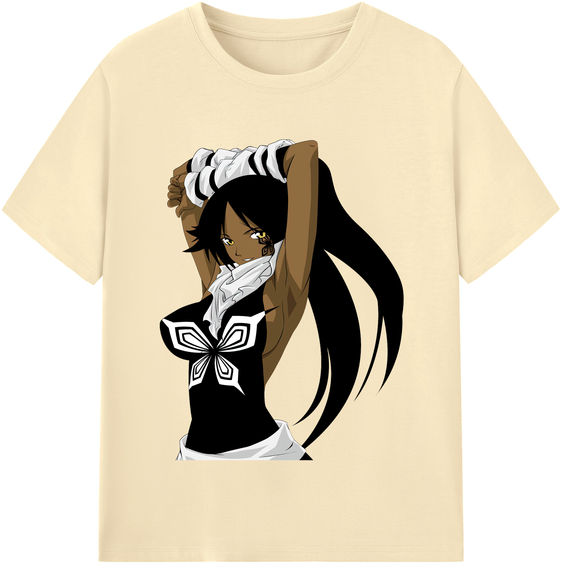 （画像用） ブリーチ 四楓院 夜一（しほういん よるいち） BLEACH Shihouin Yoruichi 綿100％半袖Tシャツ（フロントプリント）