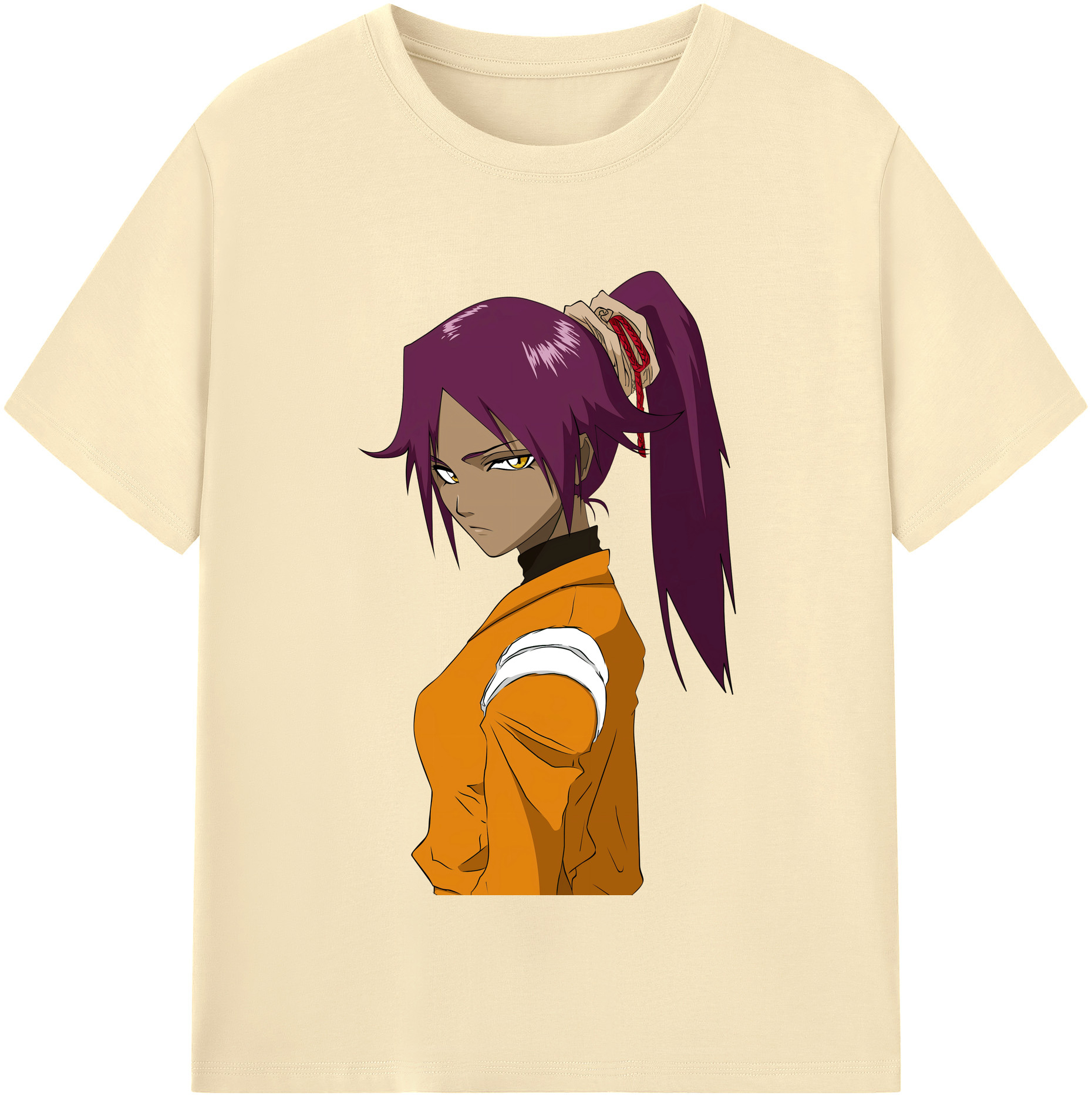（画像用） ブリーチ 四楓院 夜一（しほういん よるいち） BLEACH Shihouin Yoruichi 綿100％半袖Tシャツ（フロントプリント）