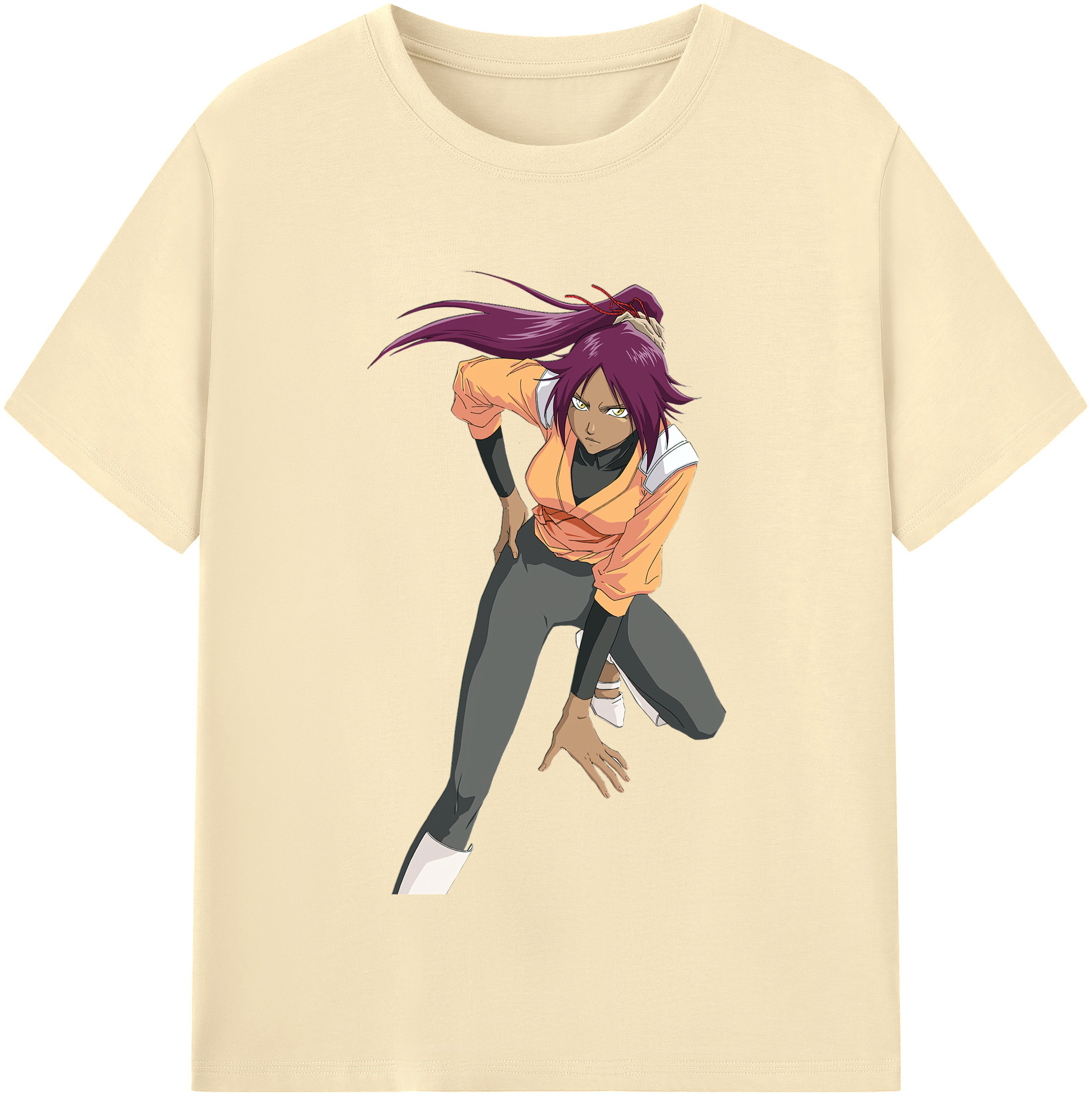 （画像用） ブリーチ 四楓院 夜一（しほういん よるいち） BLEACH Shihouin Yoruichi 綿100％半袖Tシャツ（フロントプリント）