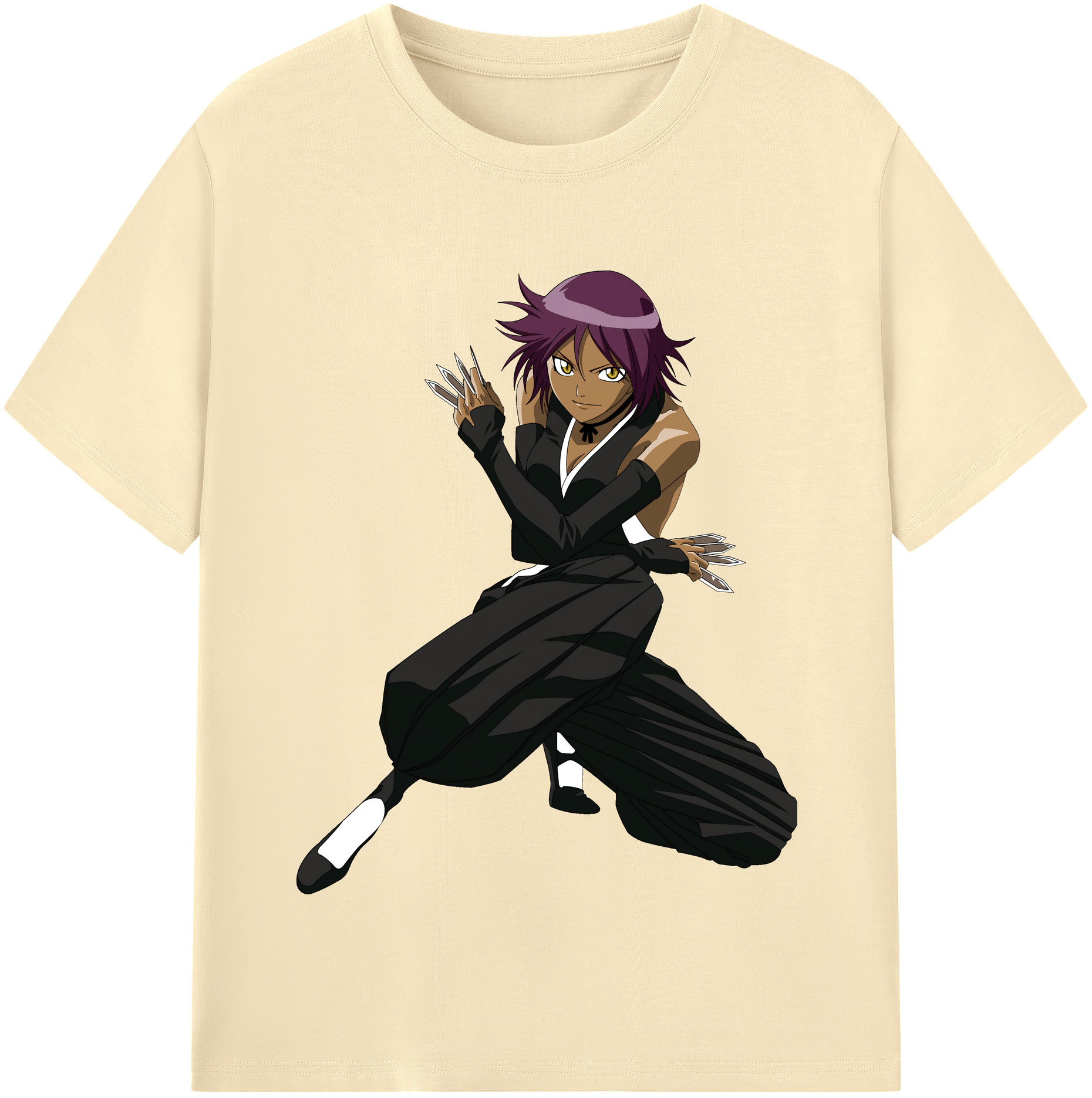 （画像用） ブリーチ 四楓院 夜一（しほういん よるいち） BLEACH Shihouin Yoruichi 綿100％半袖Tシャツ（フロントプリント）