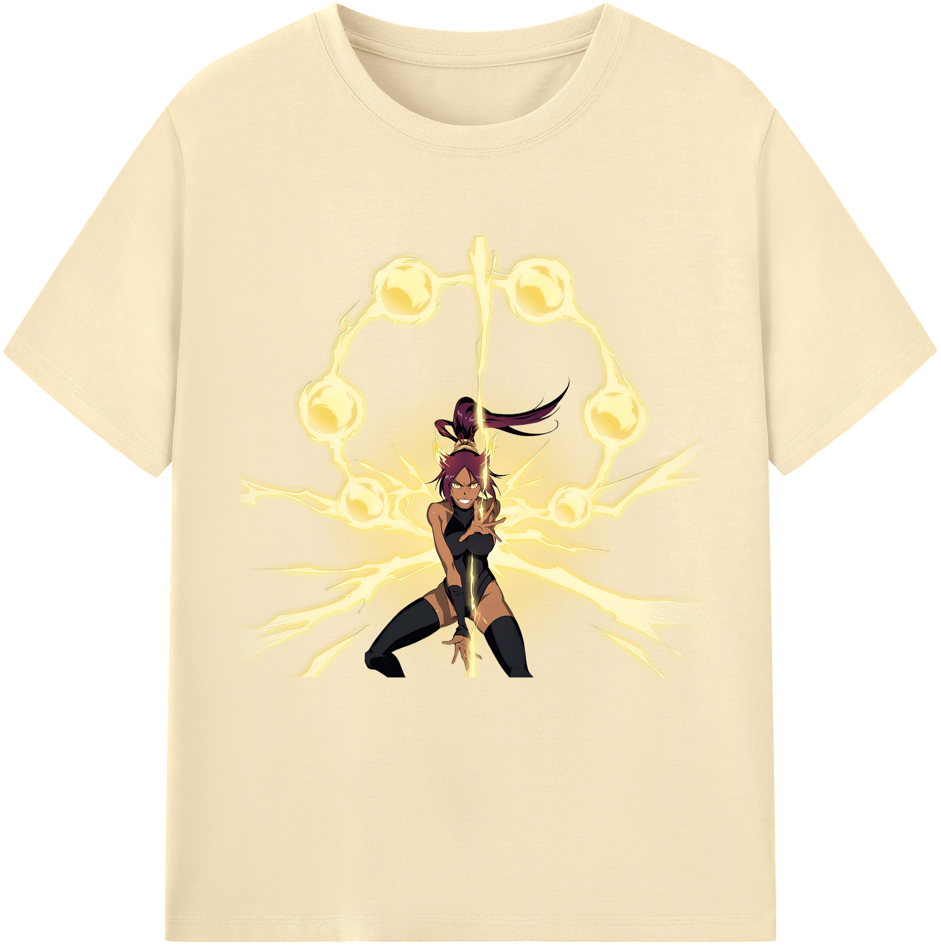 （画像用） ブリーチ 四楓院 夜一（しほういん よるいち） BLEACH Shihouin Yoruichi 綿100％半袖Tシャツ（フロントプリント）