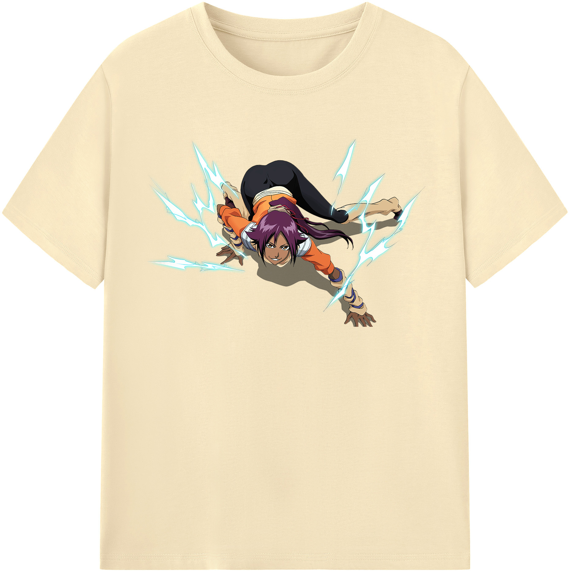 （画像用） ブリーチ 四楓院 夜一（しほういん よるいち） BLEACH Shihouin Yoruichi 綿100％半袖Tシャツ（フロントプリント）