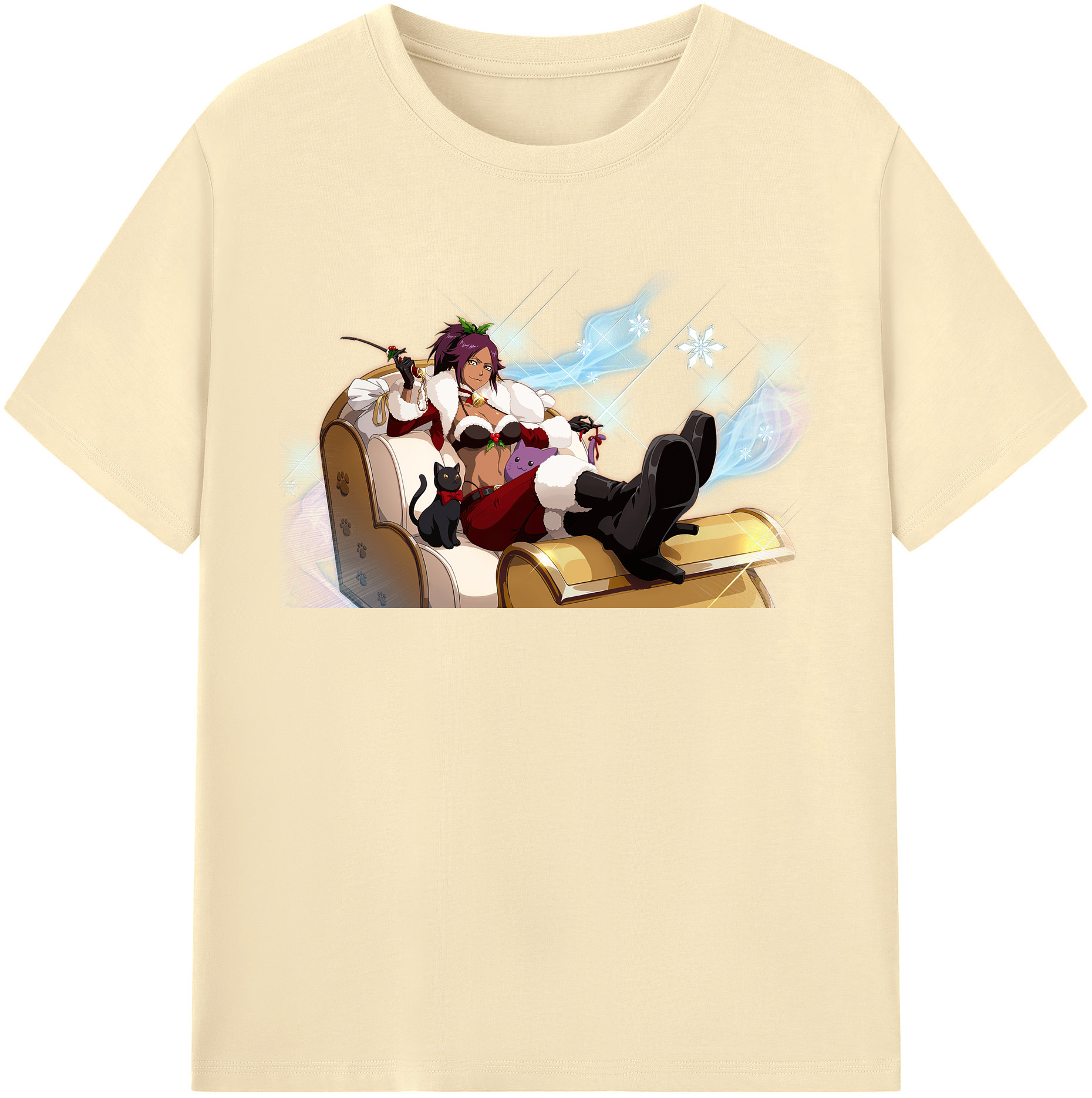 （画像用） ブリーチ 四楓院 夜一（しほういん よるいち） BLEACH Shihouin Yoruichi 綿100％半袖Tシャツ（フロントプリント）