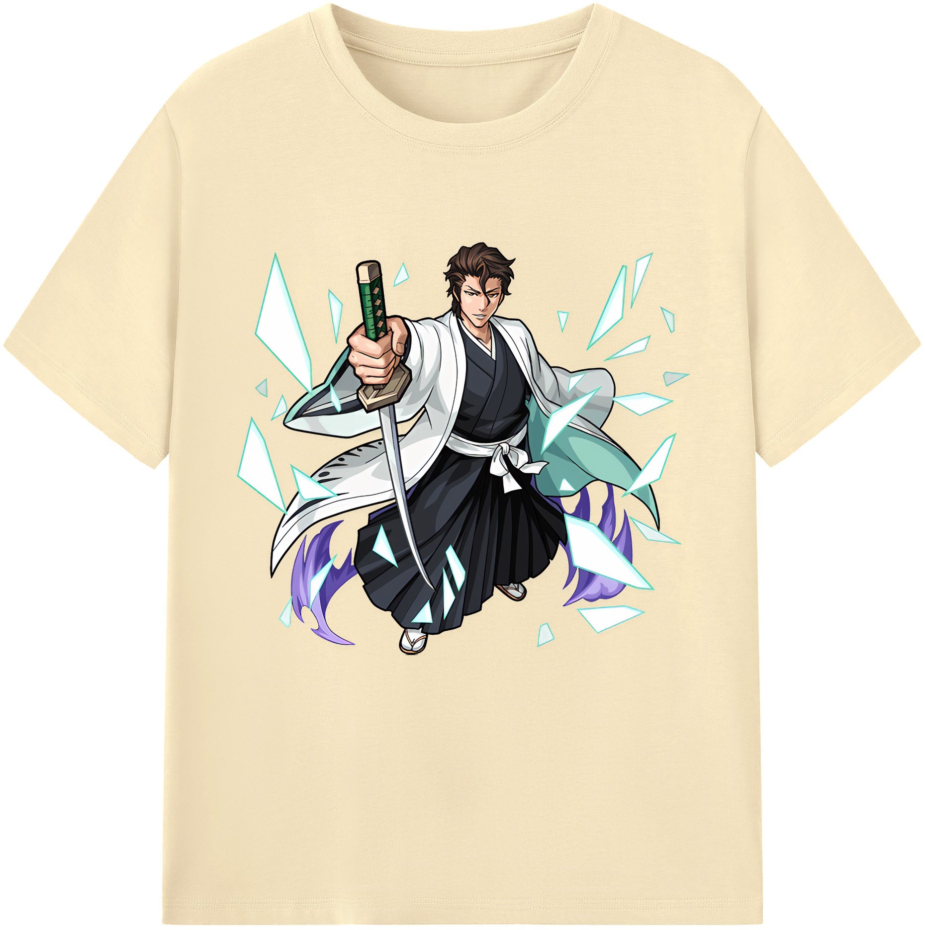 （画像用） ブリーチ 藍染 惣右介（あいぜん そうすけ） BLEACH Aizen Sousuke 綿100％半袖Tシャツ（フロントプリント）