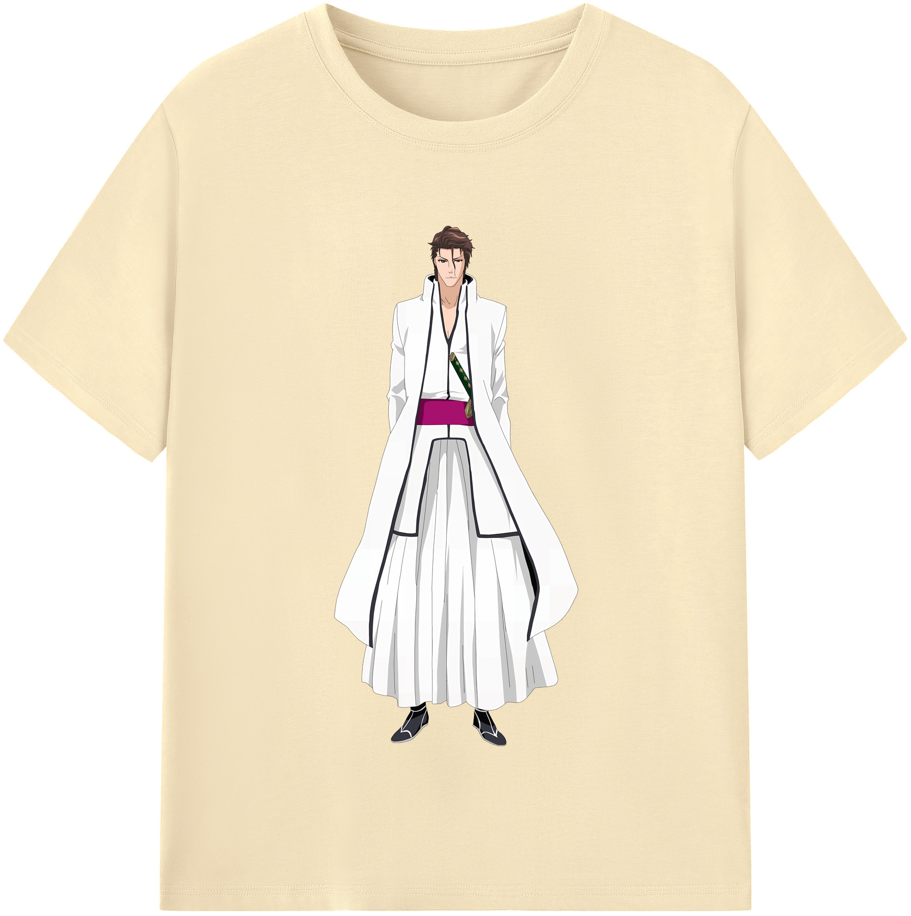 （画像用） ブリーチ 藍染 惣右介（あいぜん そうすけ） BLEACH Aizen Sousuke 綿100％半袖Tシャツ（フロントプリント）