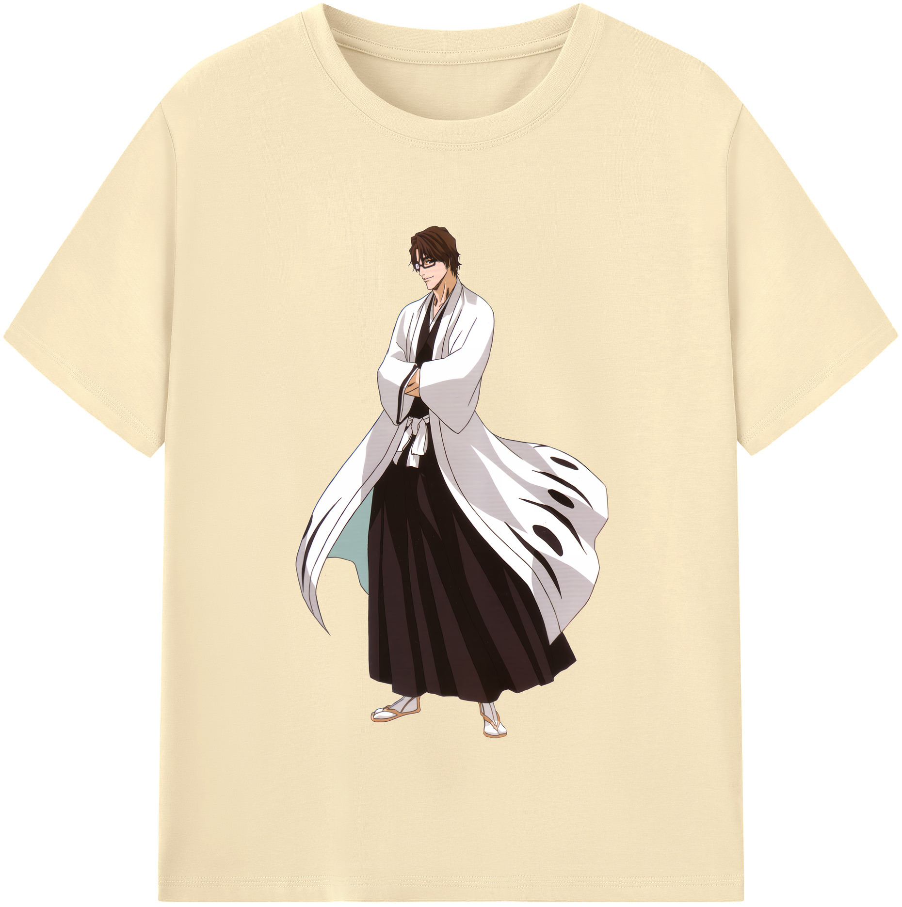 （画像用） ブリーチ 藍染 惣右介（あいぜん そうすけ） BLEACH Aizen Sousuke 綿100％半袖Tシャツ（フロントプリント）