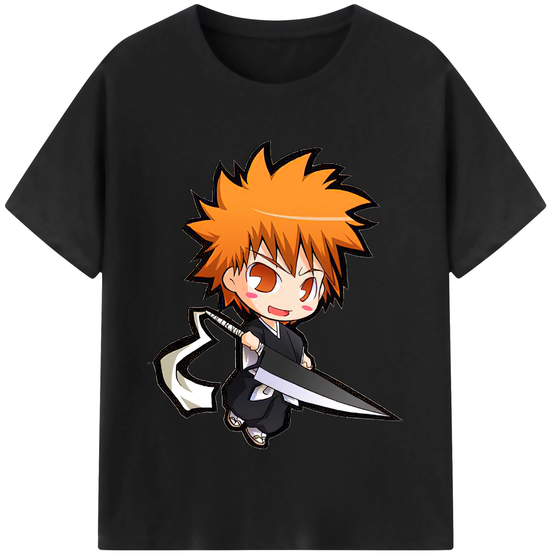 （画像用） ブリーチ 黒崎一護（くろさき いちご）BLEACH Kurosaki Ichigo 綿100％半袖Tシャツ（フロントプリント）