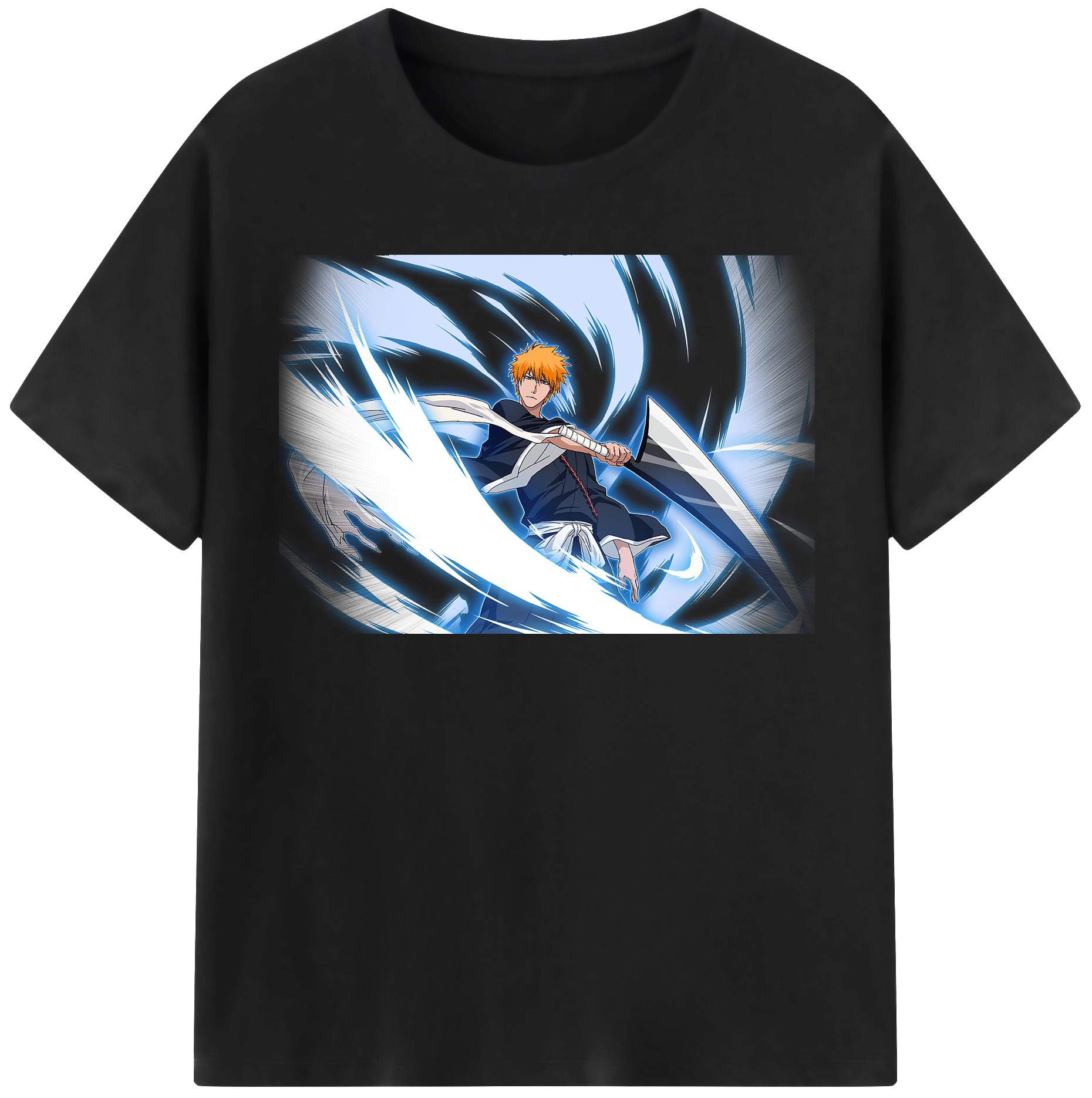 （画像用） ブリーチ 黒崎一護（くろさき いちご）BLEACH Kurosaki Ichigo 綿100％半袖Tシャツ（フロントプリント）