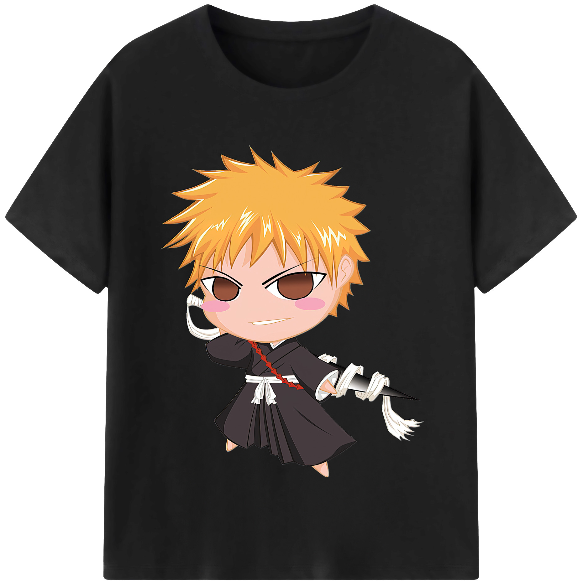 （画像用） ブリーチ 黒崎一護（くろさき いちご）BLEACH Kurosaki Ichigo 綿100％半袖Tシャツ（フロントプリント）