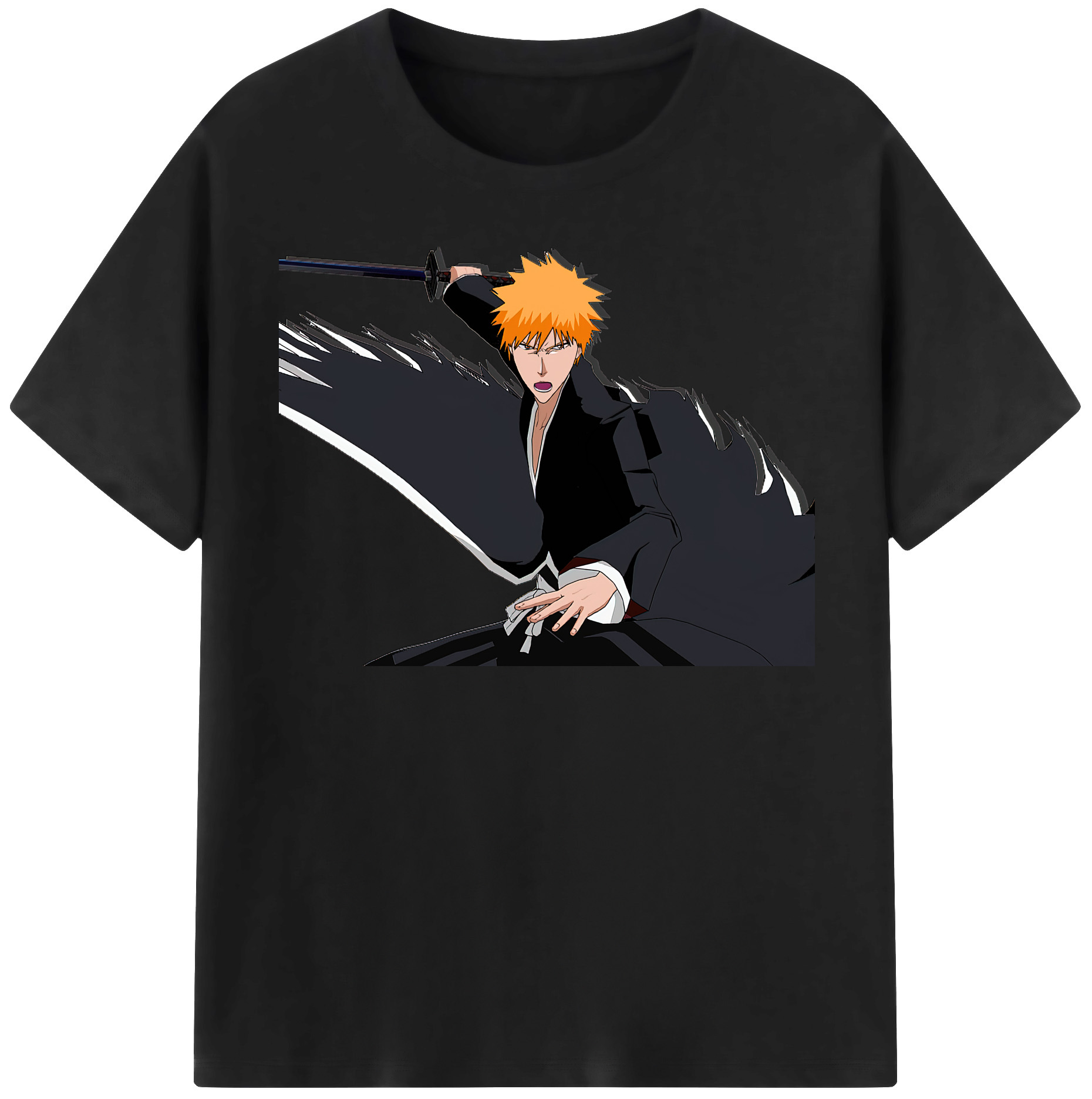 （画像用） ブリーチ 黒崎一護（くろさき いちご）BLEACH Kurosaki Ichigo 綿100％半袖Tシャツ（フロントプリント）