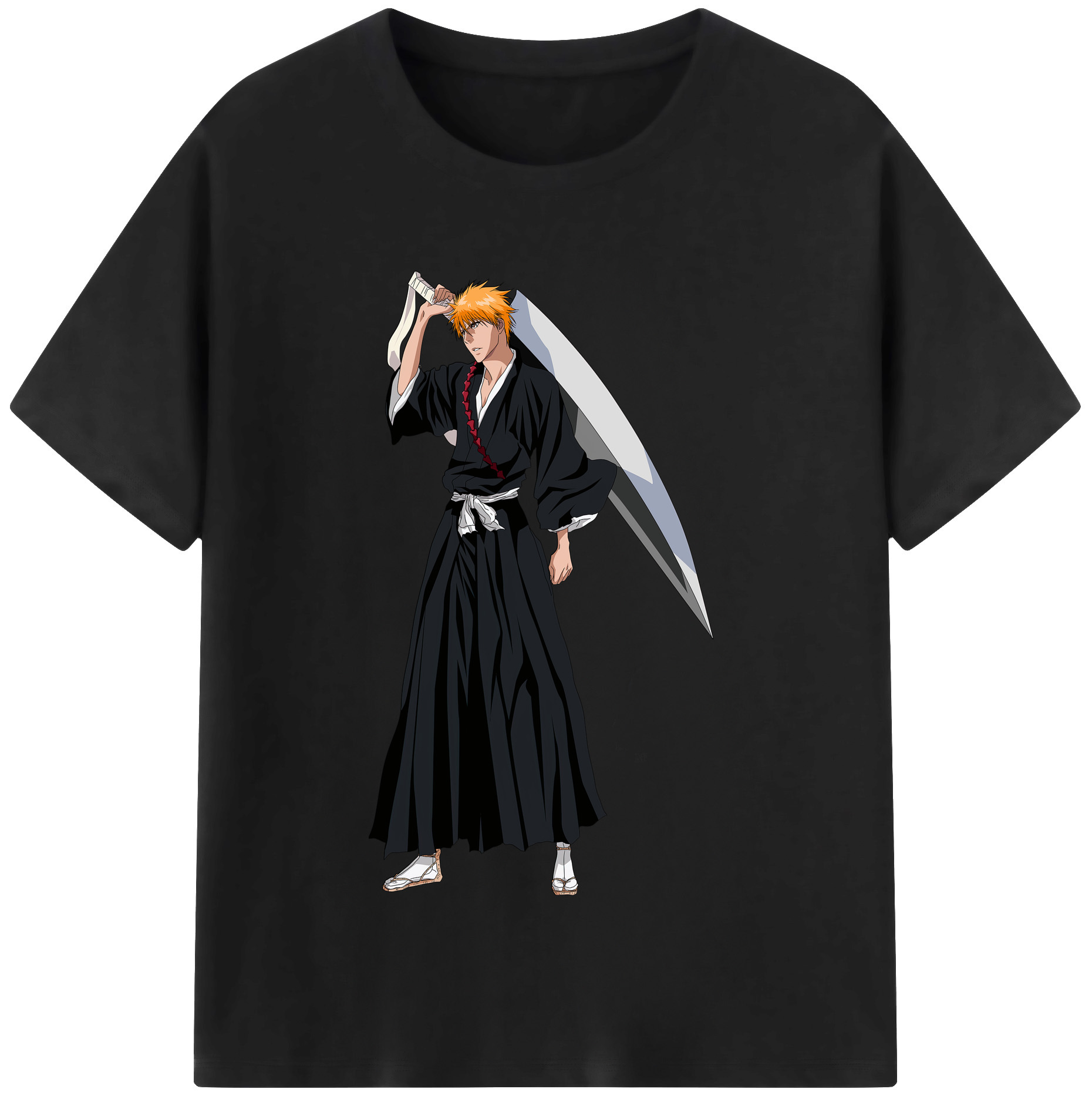 （画像用） ブリーチ 黒崎一護（くろさき いちご）BLEACH Kurosaki Ichigo 綿100％半袖Tシャツ（フロントプリント）