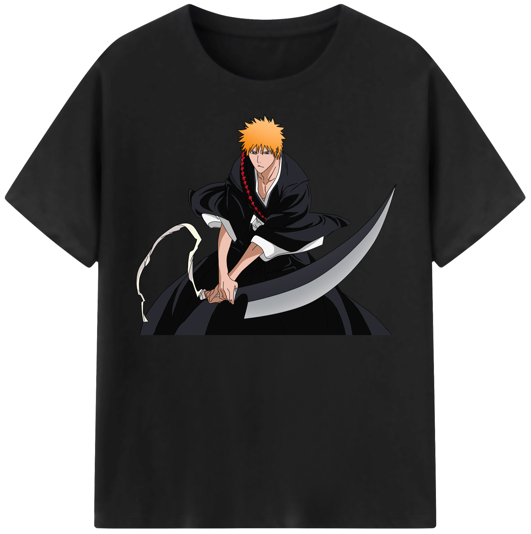 （画像用） ブリーチ 黒崎一護（くろさき いちご）BLEACH Kurosaki Ichigo 綿100％半袖Tシャツ（フロントプリント）