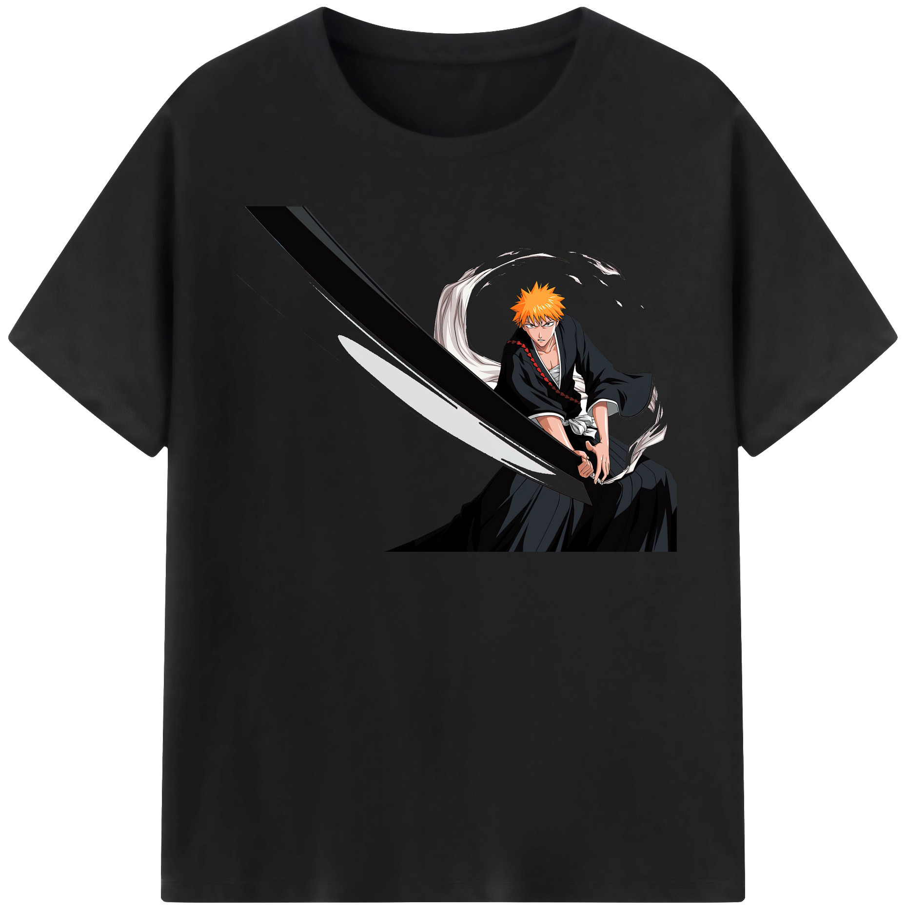 （画像用） ブリーチ 黒崎一護（くろさき いちご）BLEACH Kurosaki Ichigo 綿100％半袖Tシャツ（フロントプリント）