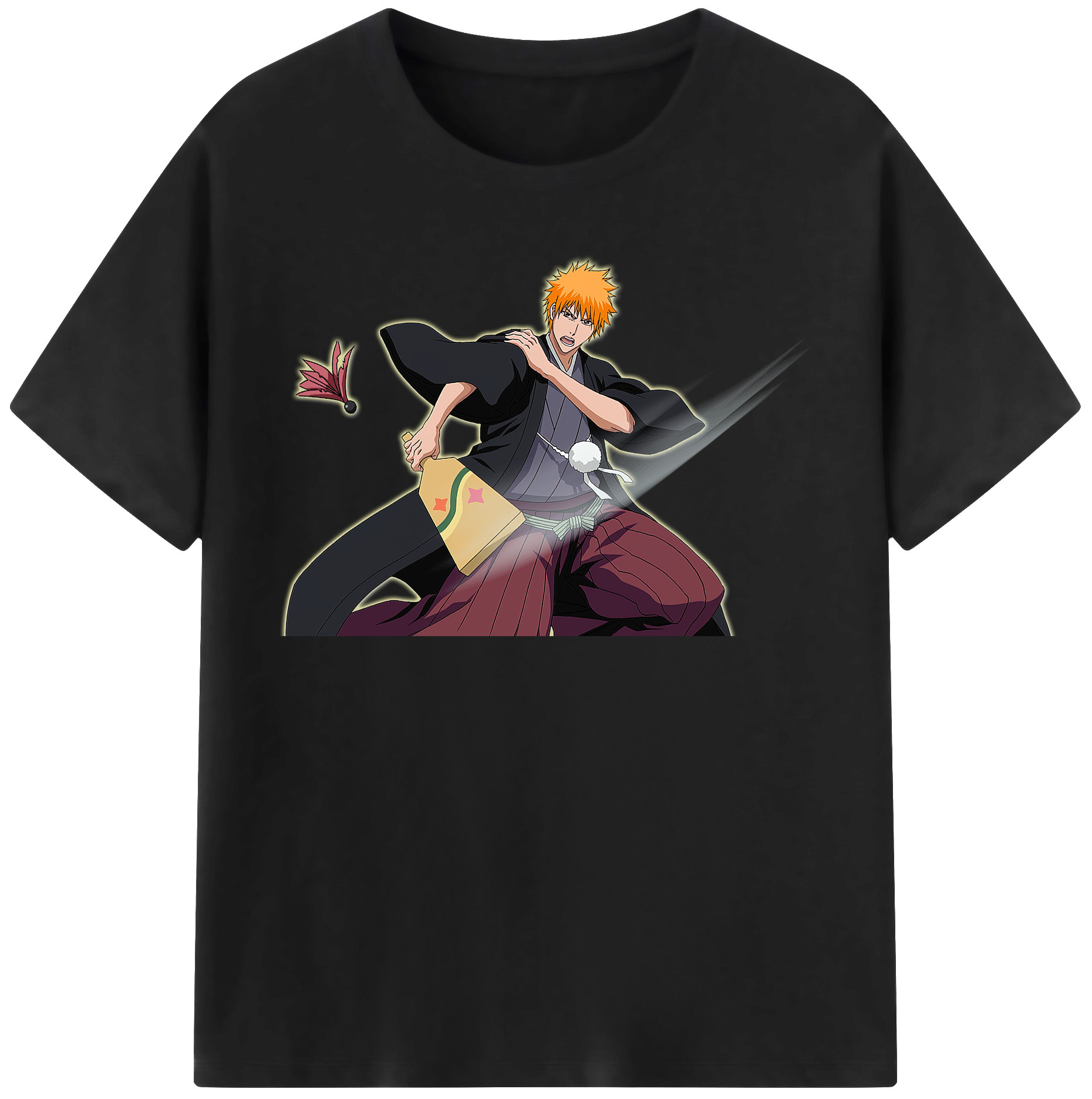 （画像用） ブリーチ 黒崎一護（くろさき いちご）BLEACH Kurosaki Ichigo 綿100％半袖Tシャツ（フロントプリント）