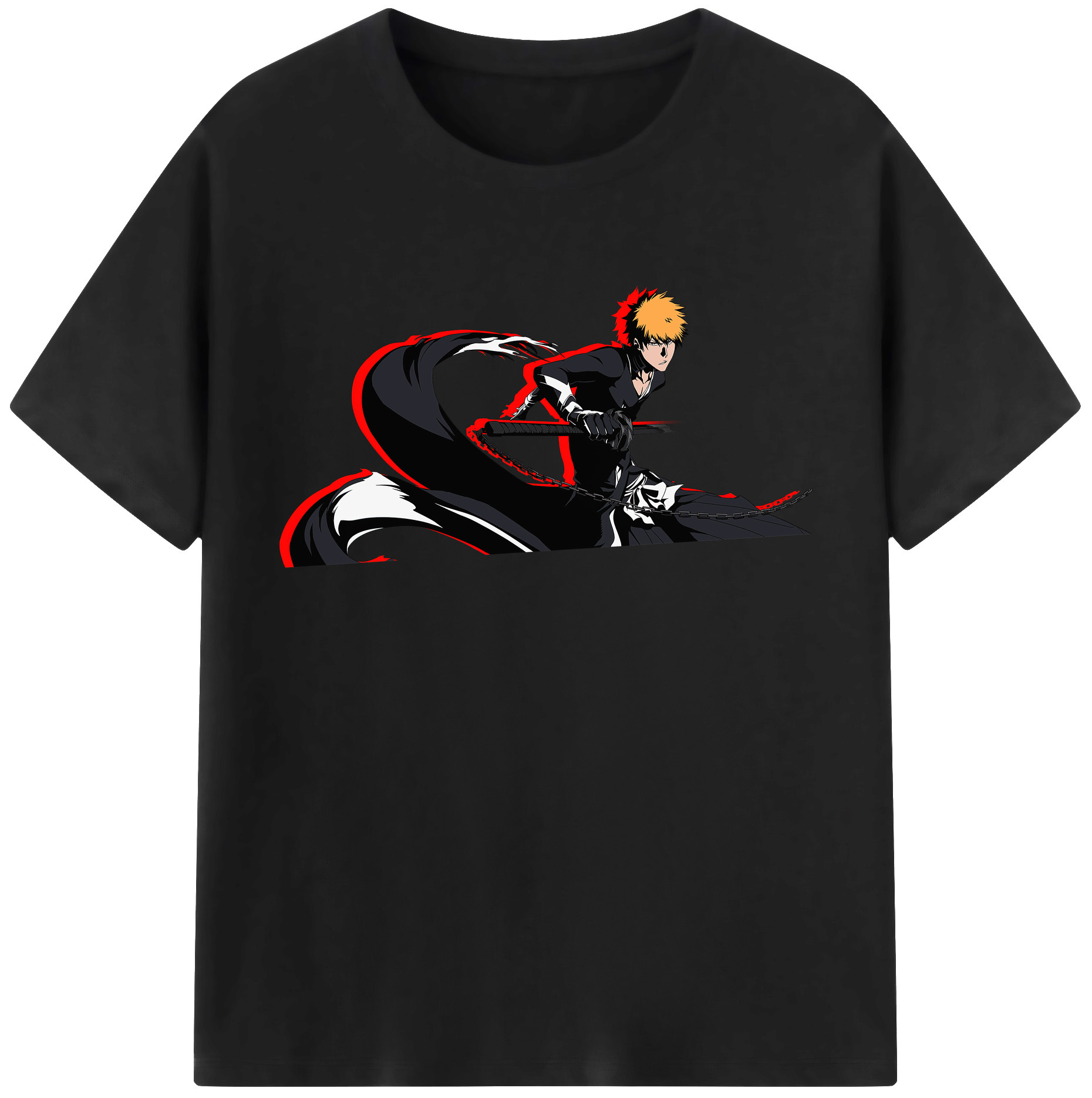 （画像用） ブリーチ 黒崎一護（くろさき いちご）BLEACH Kurosaki Ichigo 綿100％半袖Tシャツ（フロントプリント）