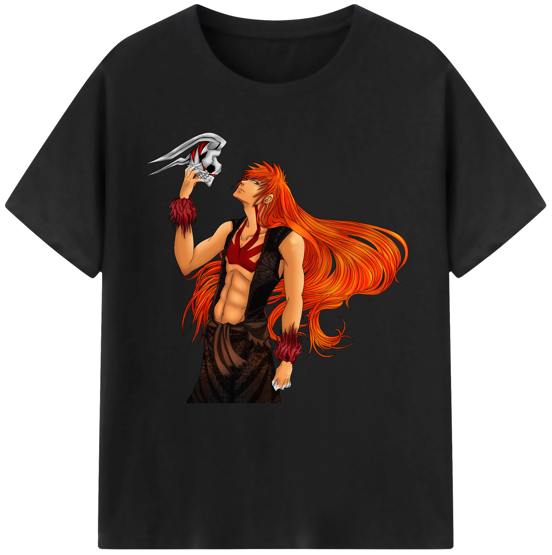 （画像用） ブリーチ 黒崎一護（くろさき いちご）BLEACH Kurosaki Ichigo 綿100％半袖Tシャツ（フロントプリント）