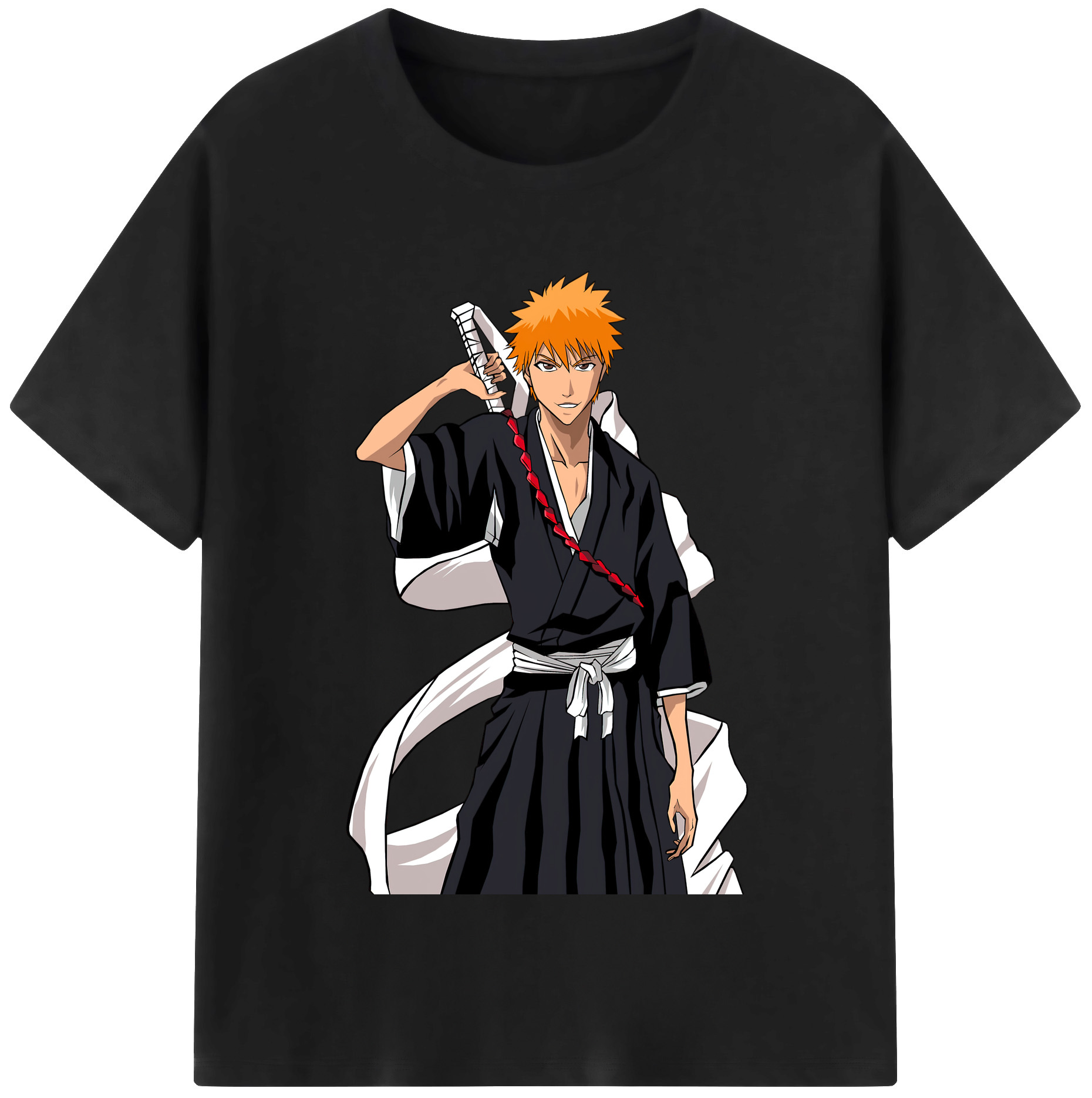（画像用） ブリーチ 黒崎一護（くろさき いちご）BLEACH Kurosaki Ichigo 綿100％半袖Tシャツ（フロントプリント）