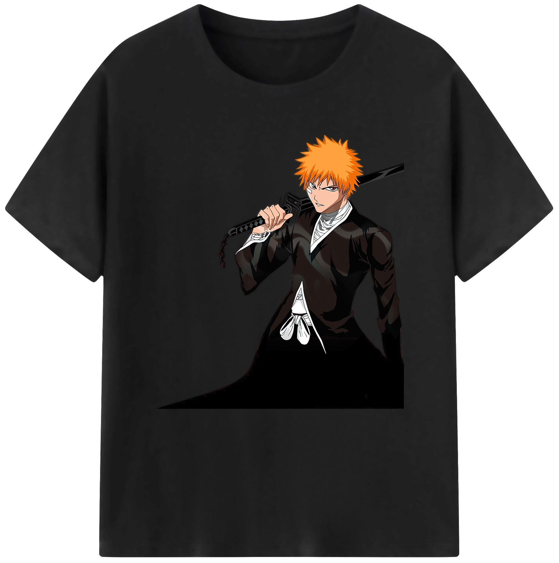 （画像用） ブリーチ 黒崎一護（くろさき いちご）BLEACH Kurosaki Ichigo 綿100％半袖Tシャツ（フロントプリント）