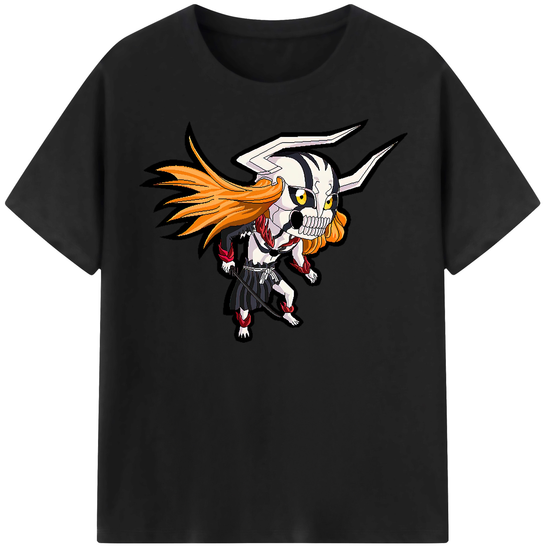 （画像用） ブリーチ 黒崎一護（くろさき いちご）BLEACH Kurosaki Ichigo 綿100％半袖Tシャツ（フロントプリント）