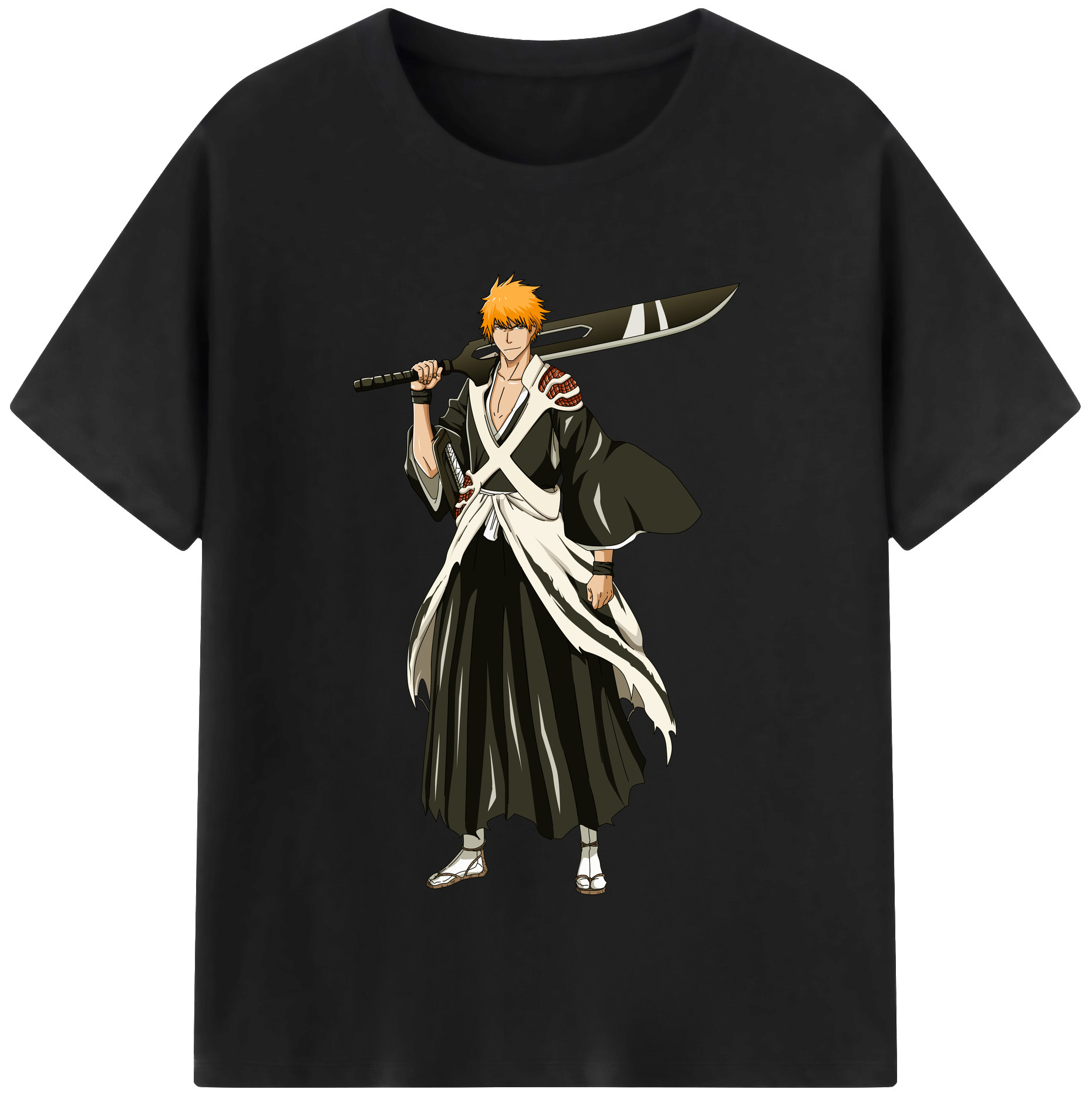 （画像用） ブリーチ 黒崎一護（くろさき いちご）BLEACH Kurosaki Ichigo 綿100％半袖Tシャツ（フロントプリント）
