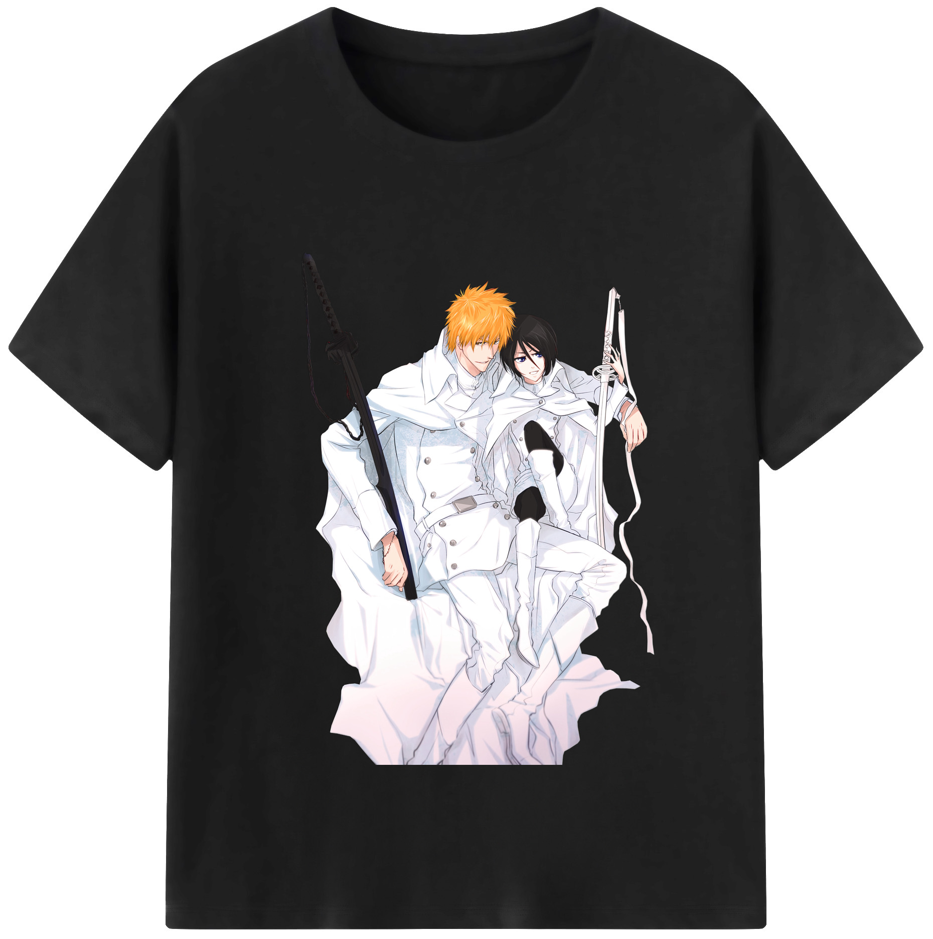 （画像用） ブリーチ 黒崎一護（くろさき いちご）BLEACH Kurosaki Ichigo 綿100％半袖Tシャツ（フロントプリント）
