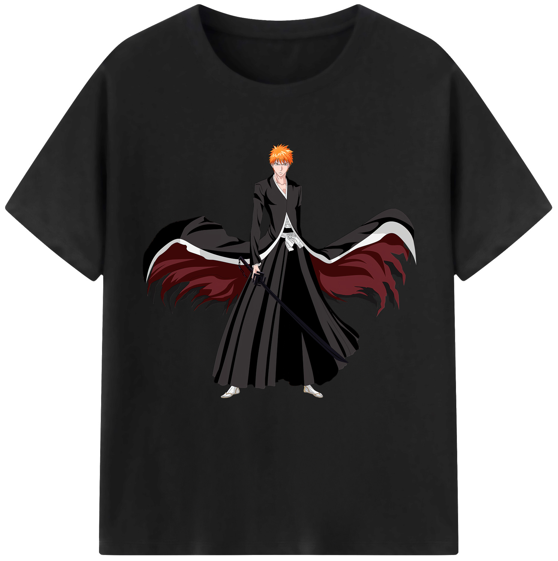 （画像用） ブリーチ 黒崎一護（くろさき いちご）BLEACH Kurosaki Ichigo 綿100％半袖Tシャツ（フロントプリント）