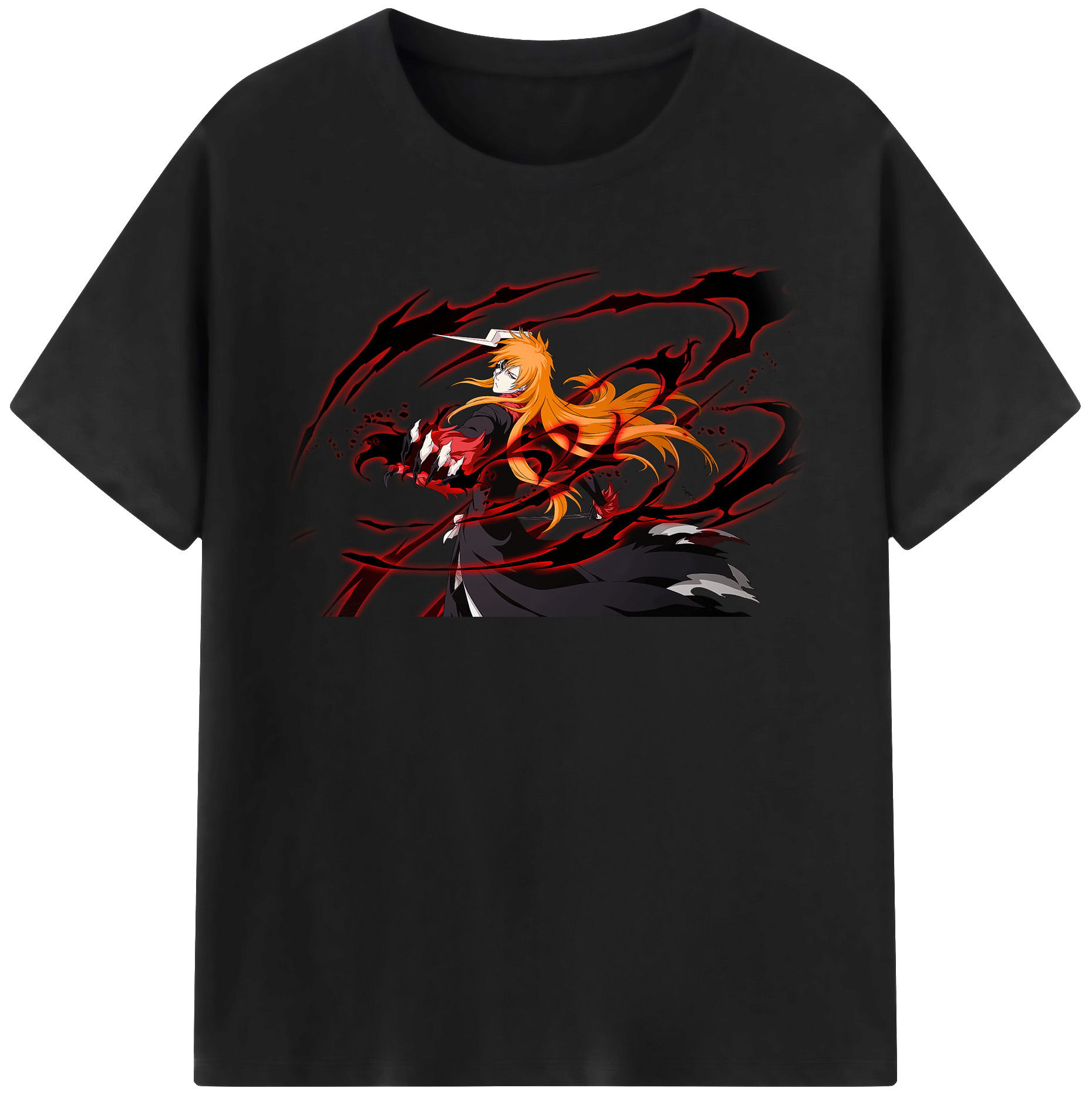 （画像用） ブリーチ 黒崎一護（くろさき いちご）BLEACH Kurosaki Ichigo 綿100％半袖Tシャツ（フロントプリント）