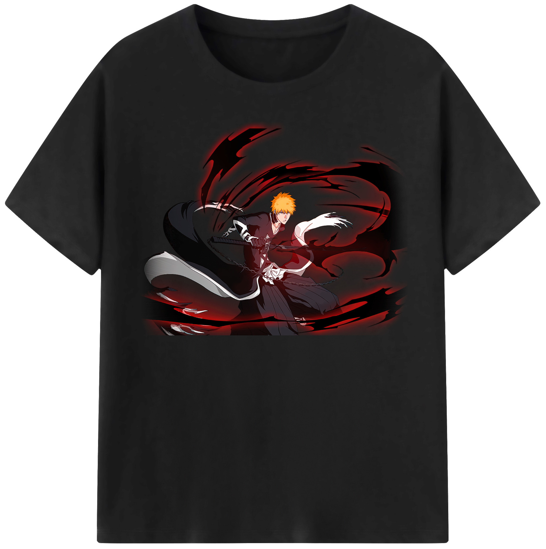 （画像用） ブリーチ 黒崎一護（くろさき いちご）BLEACH Kurosaki Ichigo 綿100％半袖Tシャツ（フロントプリント）