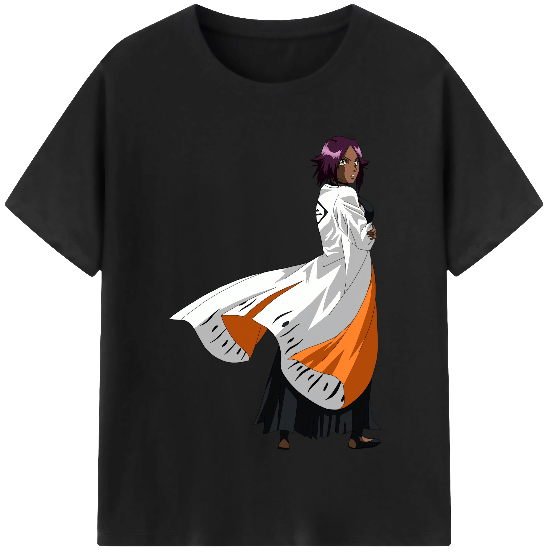 （画像用） ブリーチ 四楓院 夜一（しほういん よるいち） BLEACH Shihouin Yoruichi 綿100％半袖Tシャツ（フロントプリント）