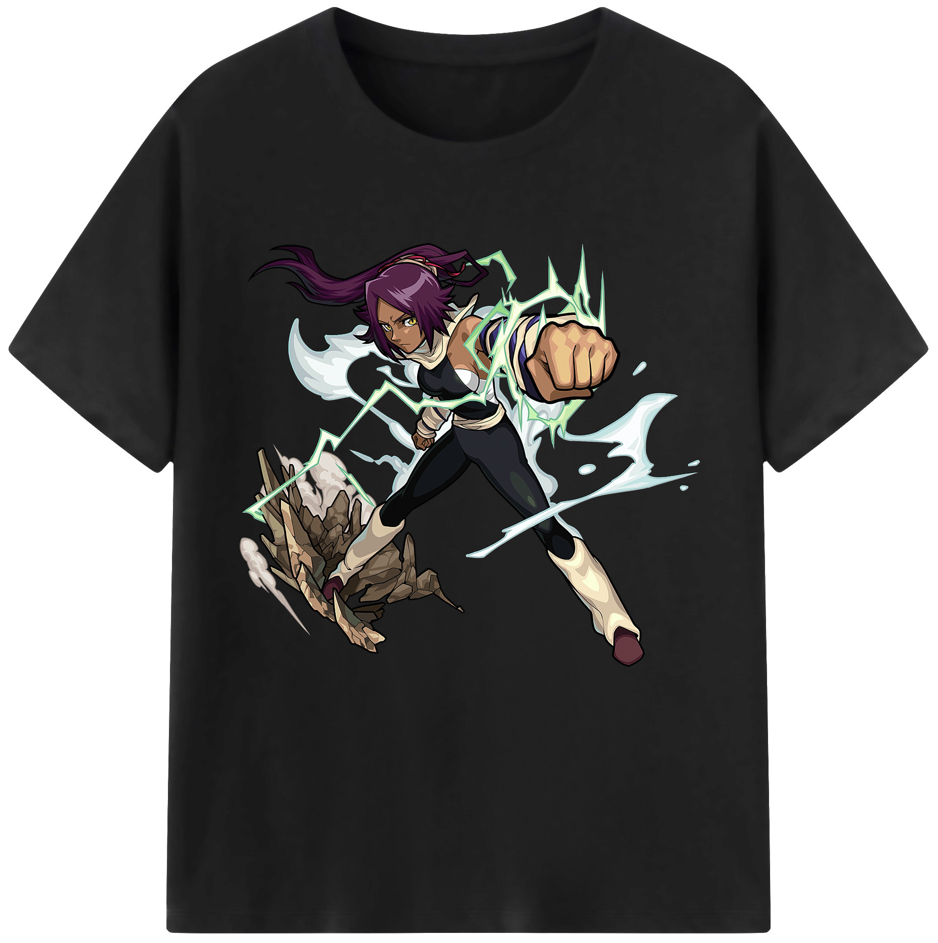 （画像用） ブリーチ 四楓院 夜一（しほういん よるいち） BLEACH Shihouin Yoruichi 綿100％半袖Tシャツ（フロントプリント）