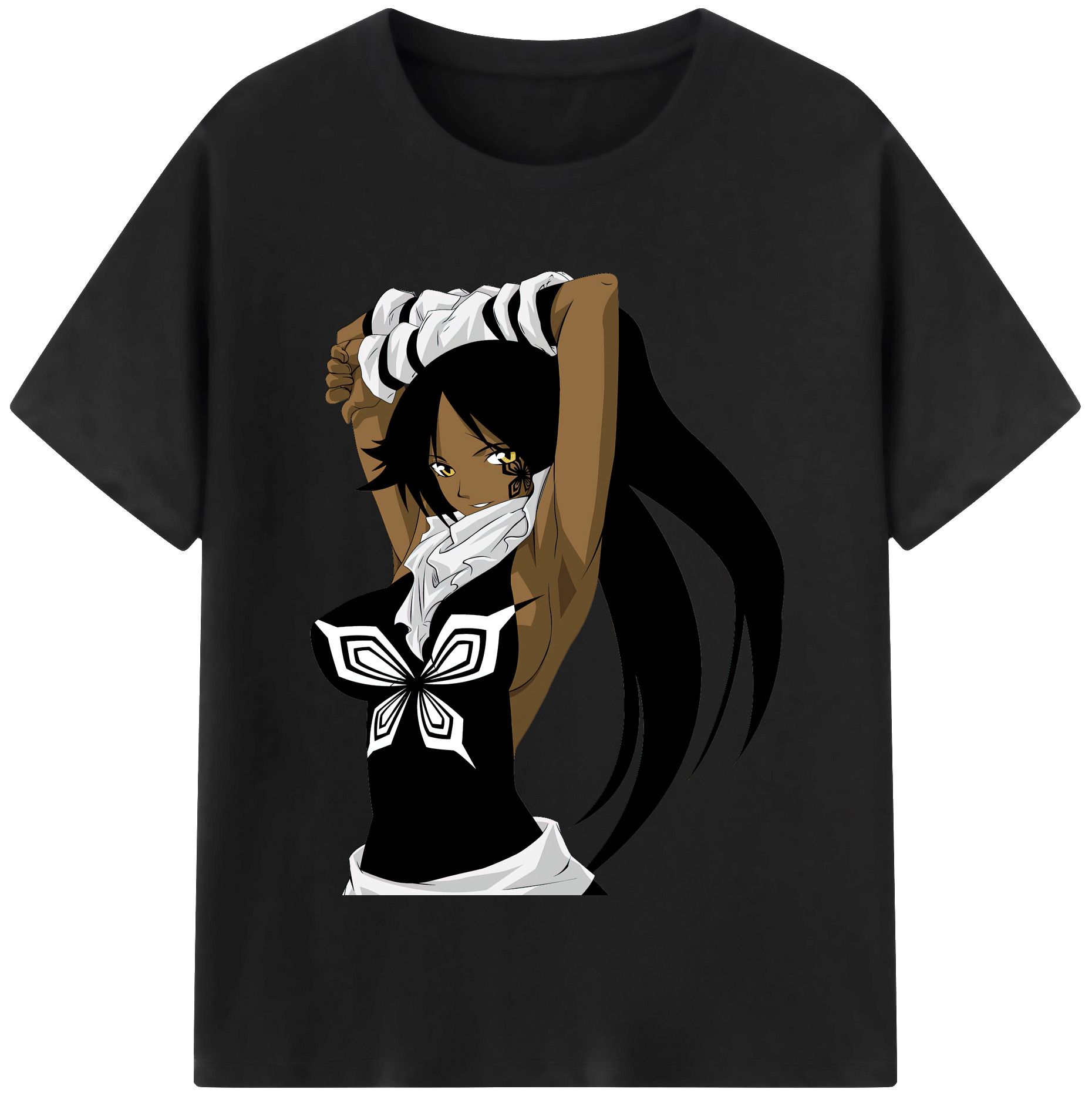 （画像用） ブリーチ 四楓院 夜一（しほういん よるいち） BLEACH Shihouin Yoruichi 綿100％半袖Tシャツ（フロントプリント）