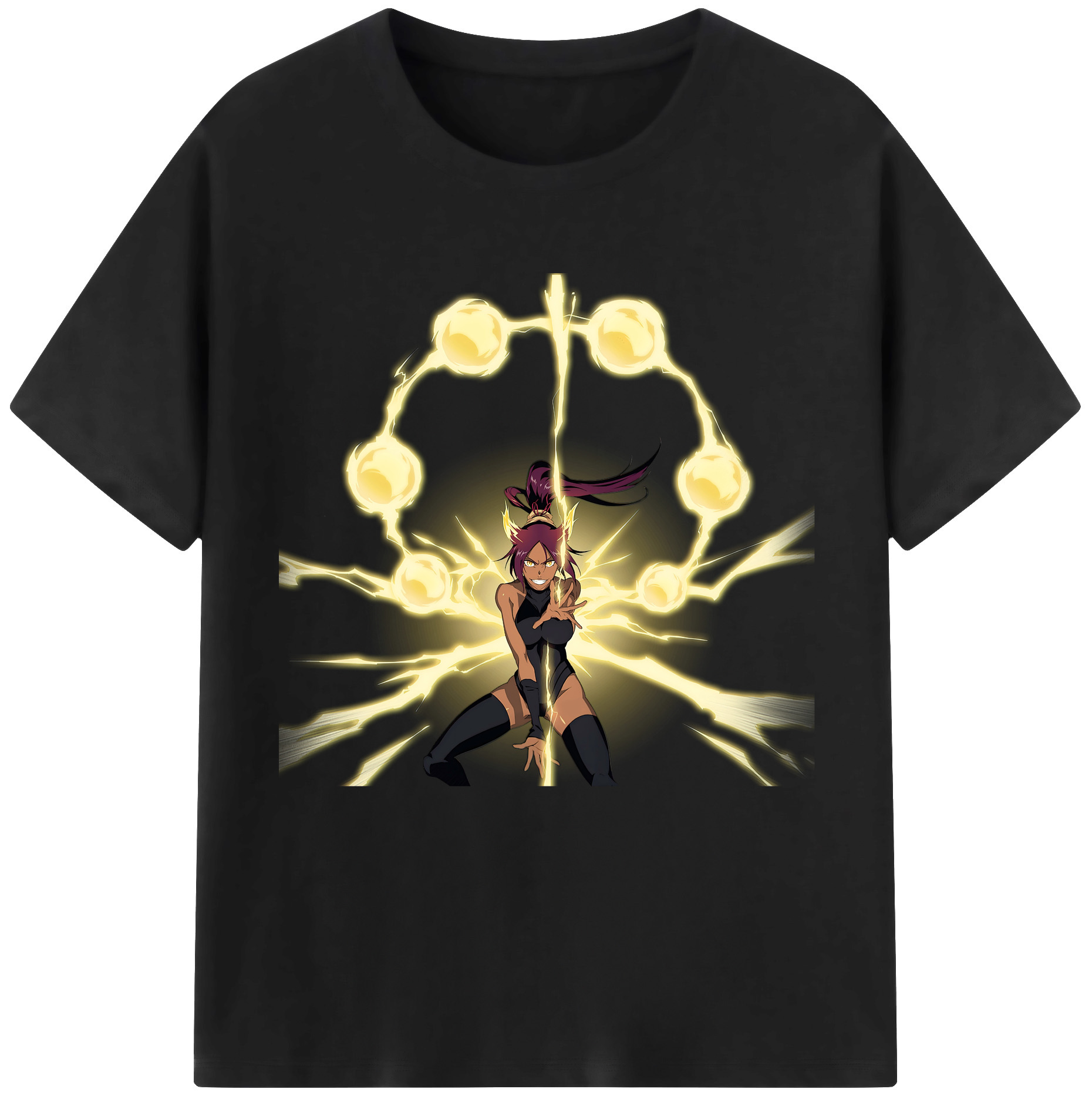 （画像用） ブリーチ 四楓院 夜一（しほういん よるいち） BLEACH Shihouin Yoruichi 綿100％半袖Tシャツ（フロントプリント）