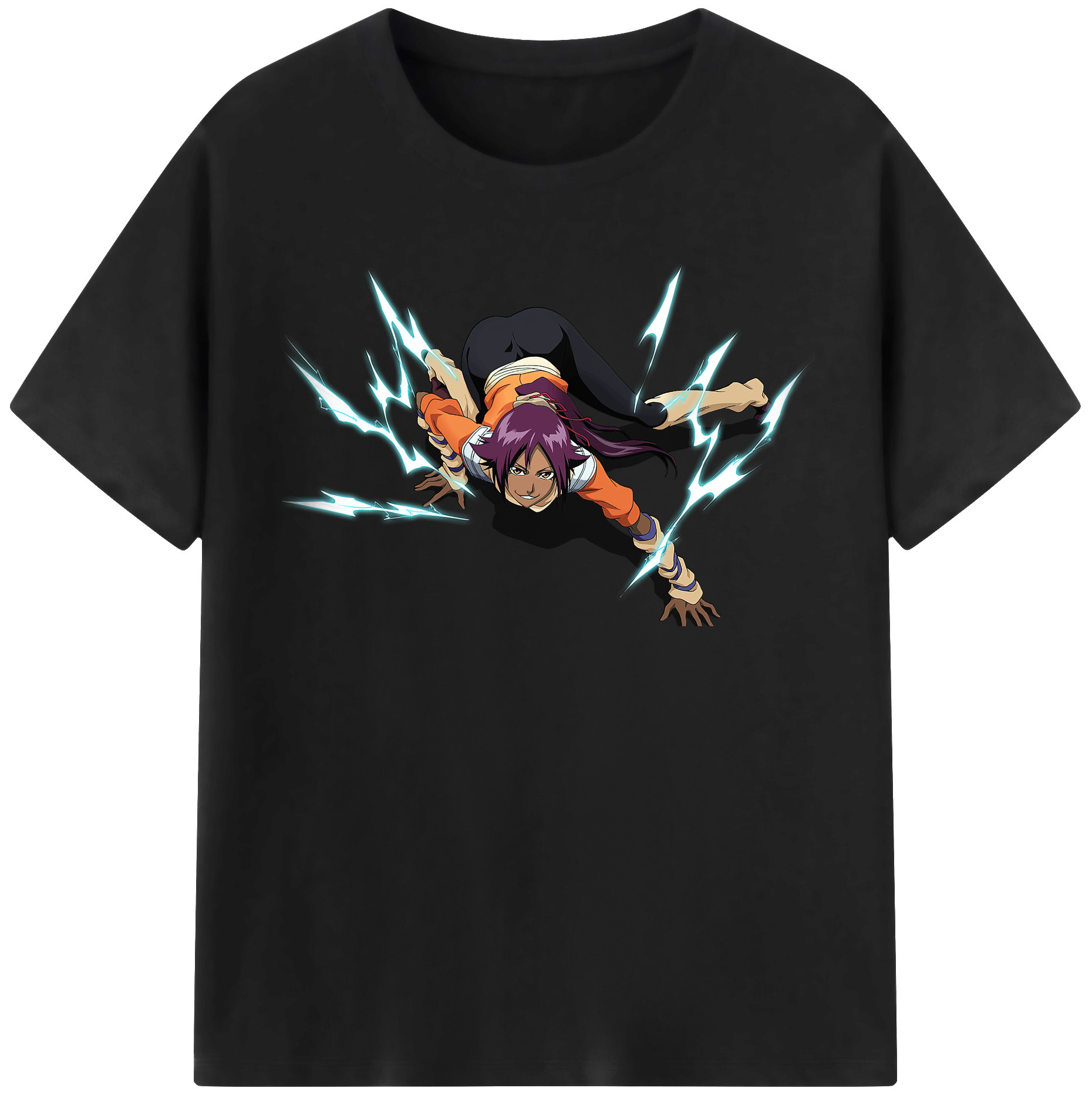 （画像用） ブリーチ 四楓院 夜一（しほういん よるいち） BLEACH Shihouin Yoruichi 綿100％半袖Tシャツ（フロントプリント）