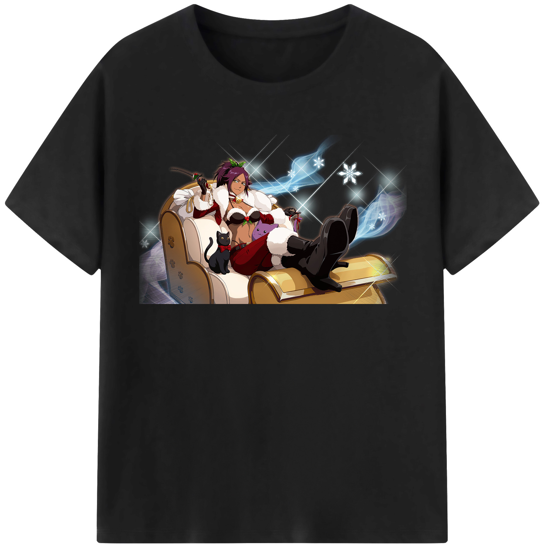（画像用） ブリーチ 四楓院 夜一（しほういん よるいち） BLEACH Shihouin Yoruichi 綿100％半袖Tシャツ（フロントプリント）