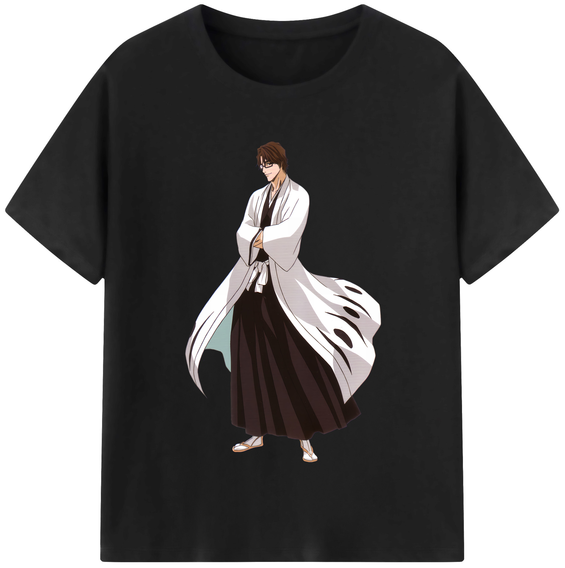 （画像用） ブリーチ 藍染 惣右介（あいぜん そうすけ） BLEACH Aizen Sousuke 綿100％半袖Tシャツ（フロントプリント）