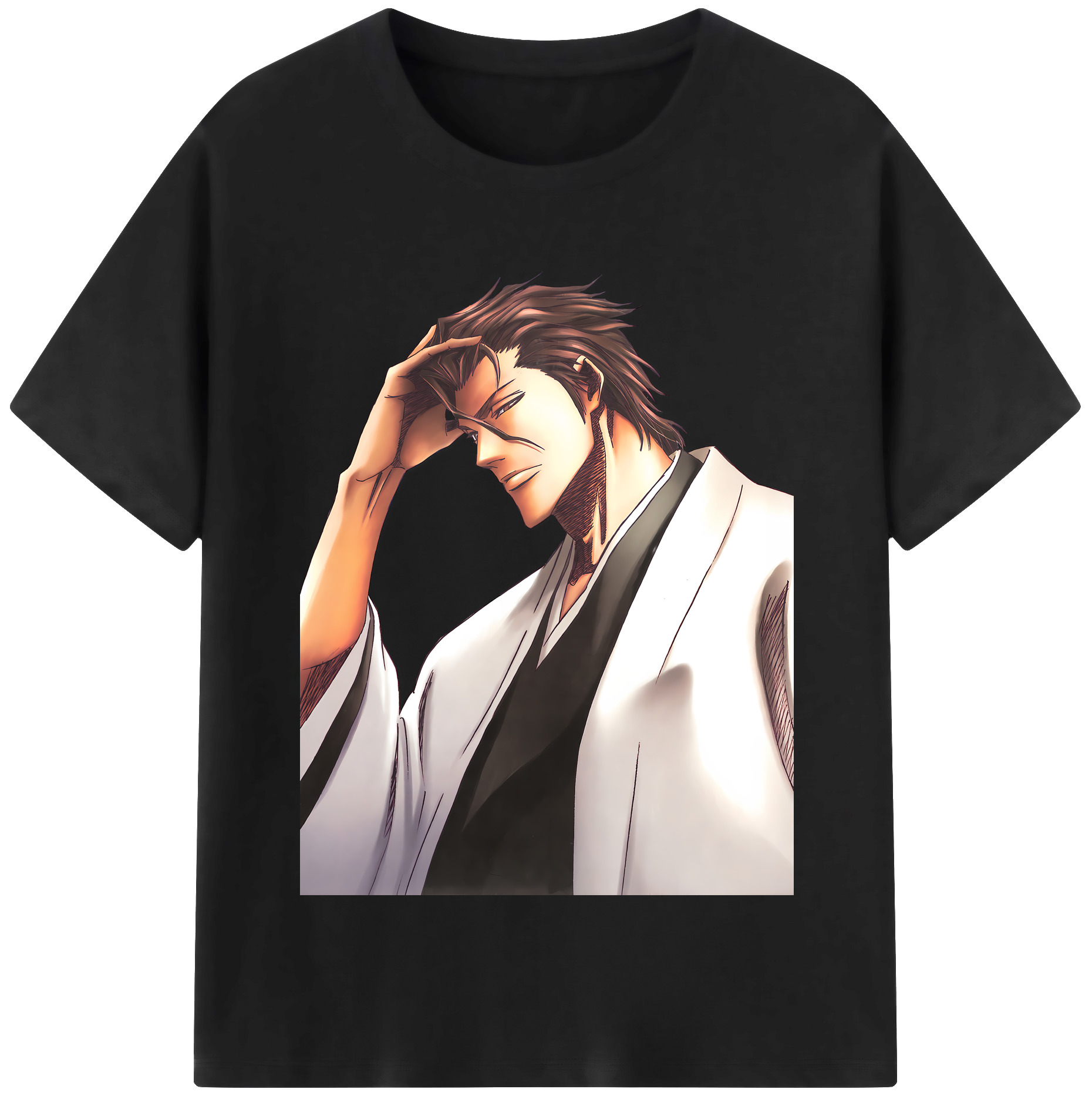 （画像用） ブリーチ 藍染 惣右介（あいぜん そうすけ） BLEACH Aizen Sousuke 綿100％半袖Tシャツ（フロントプリント）