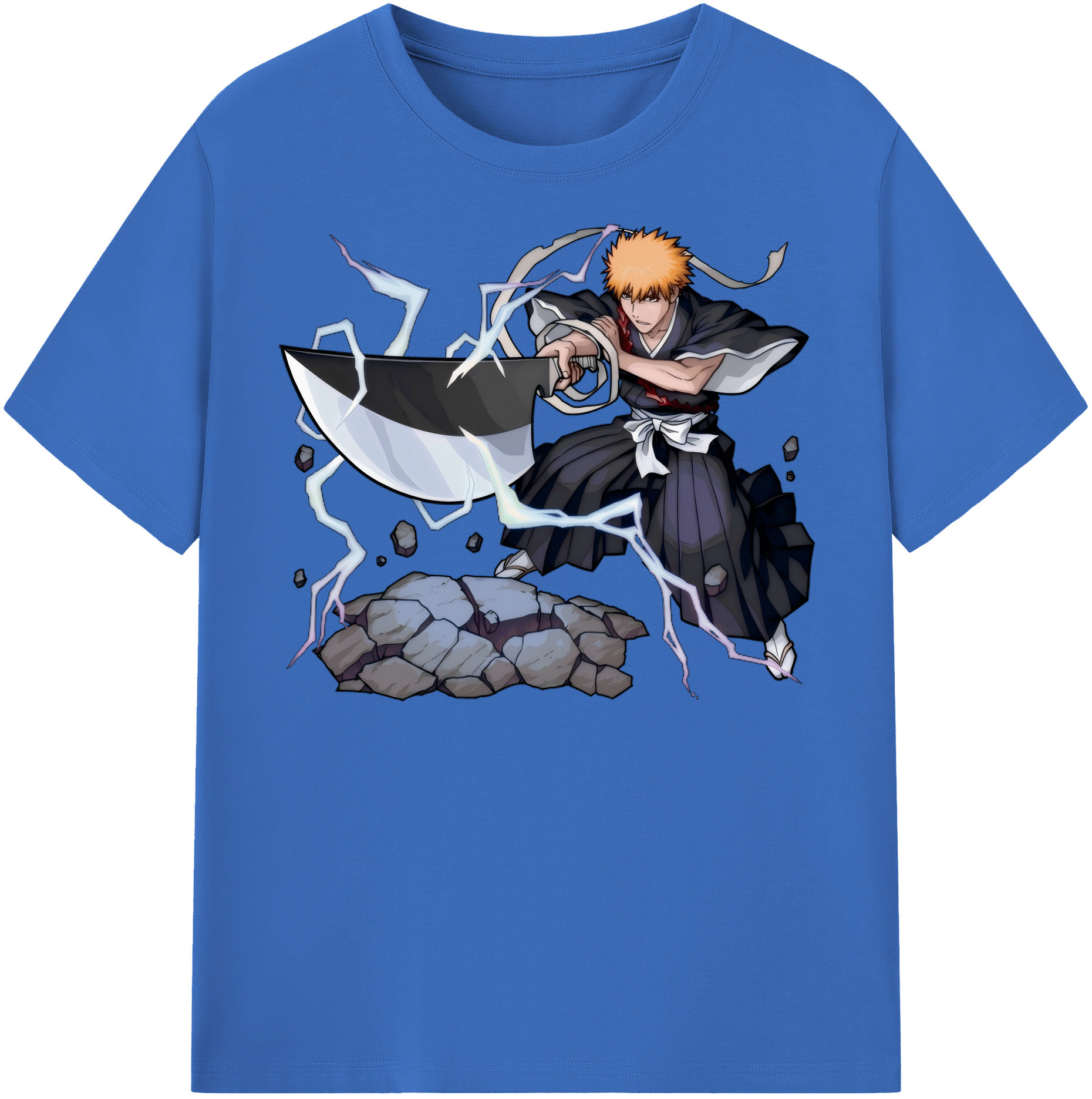 （画像用） ブリーチ 黒崎一護（くろさき いちご）BLEACH Kurosaki Ichigo 綿100％半袖Tシャツ（フロントプリント）