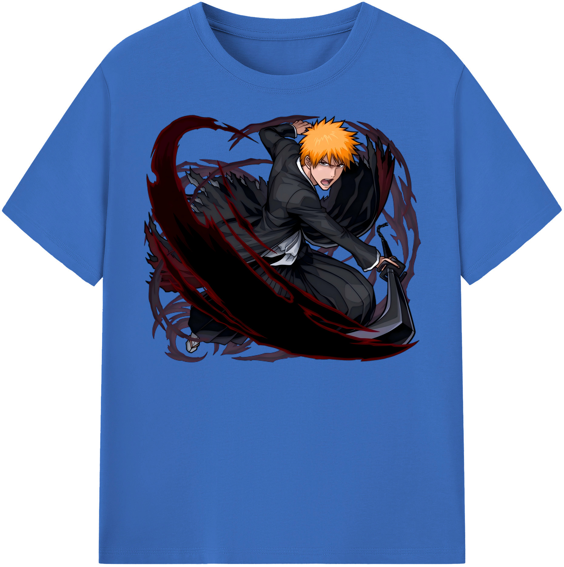 （画像用） ブリーチ 黒崎一護（くろさき いちご）BLEACH Kurosaki Ichigo 綿100％半袖Tシャツ（フロントプリント）