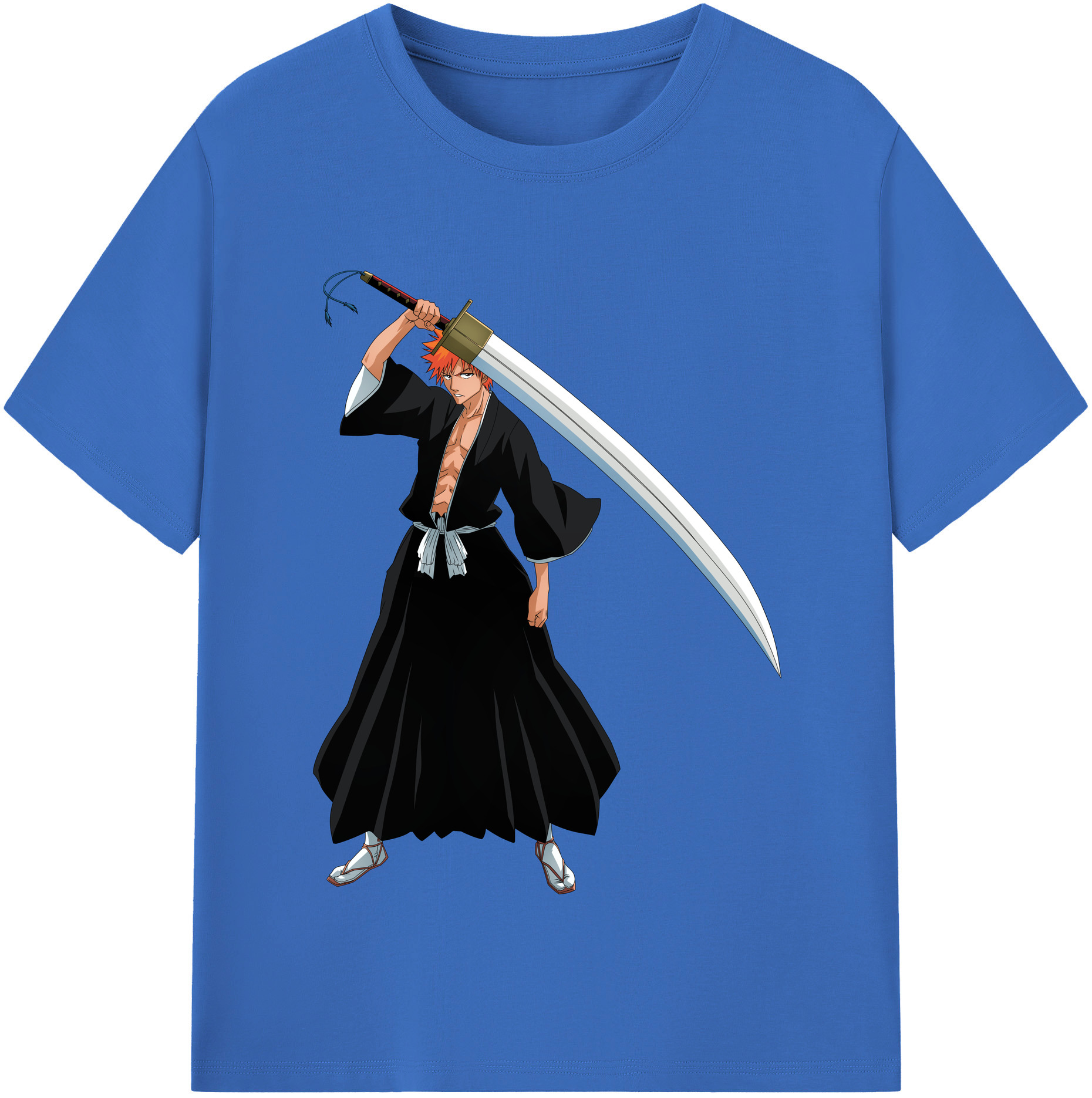 （画像用） ブリーチ 黒崎一護（くろさき いちご）BLEACH Kurosaki Ichigo 綿100％半袖Tシャツ（フロントプリント）