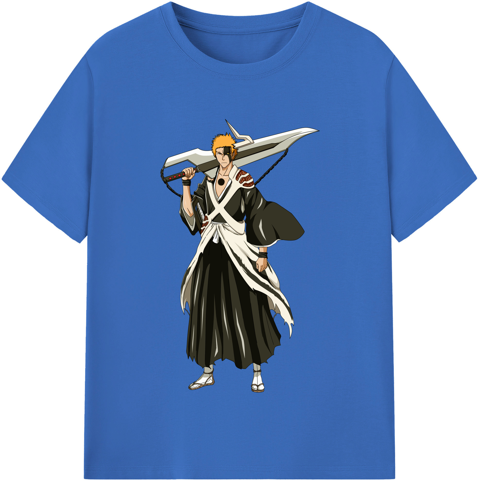 （画像用） ブリーチ 黒崎一護（くろさき いちご）BLEACH Kurosaki Ichigo 綿100％半袖Tシャツ（フロントプリント）