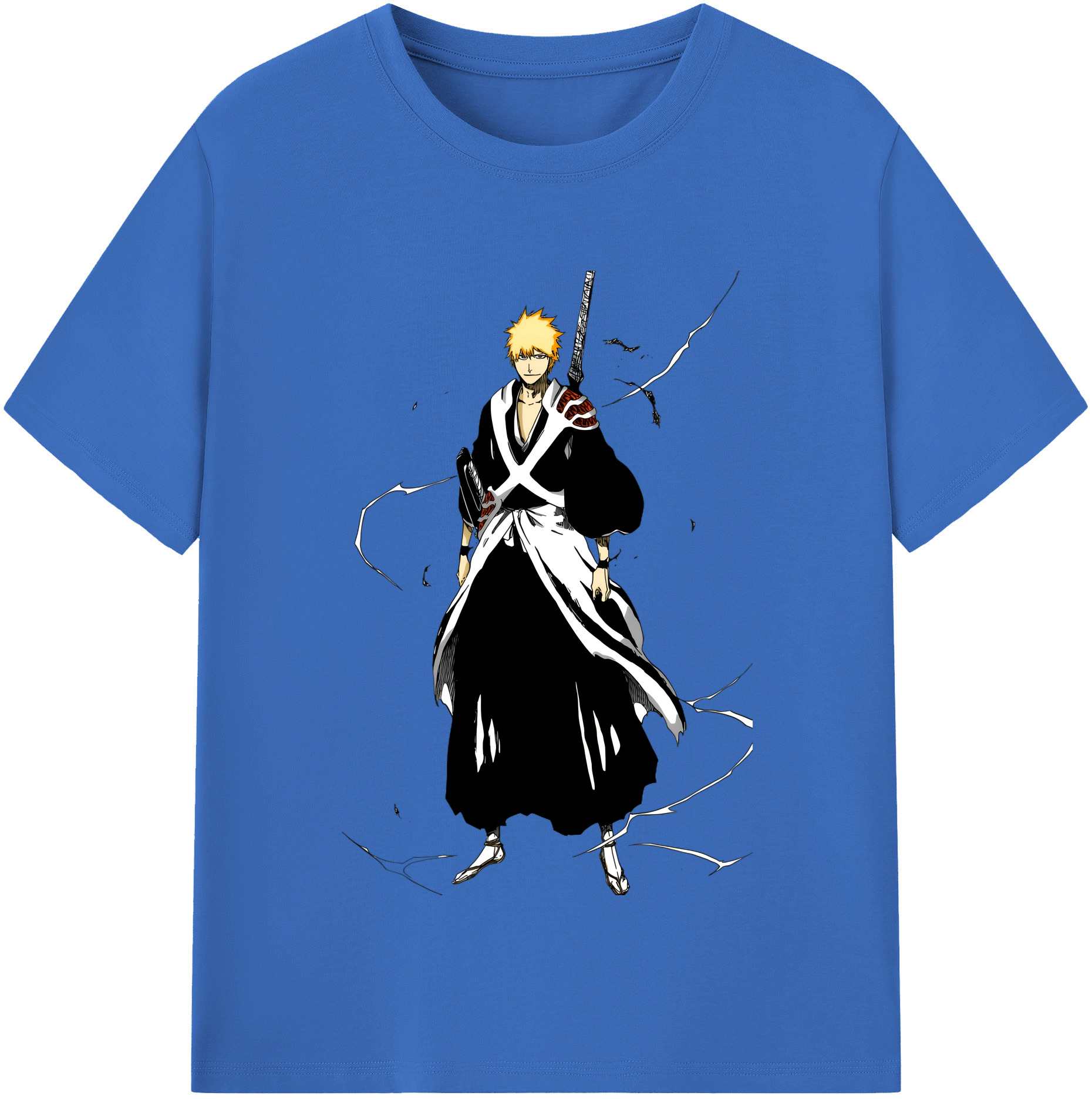 （画像用） ブリーチ 黒崎一護（くろさき いちご）BLEACH Kurosaki Ichigo 綿100％半袖Tシャツ（フロントプリント）